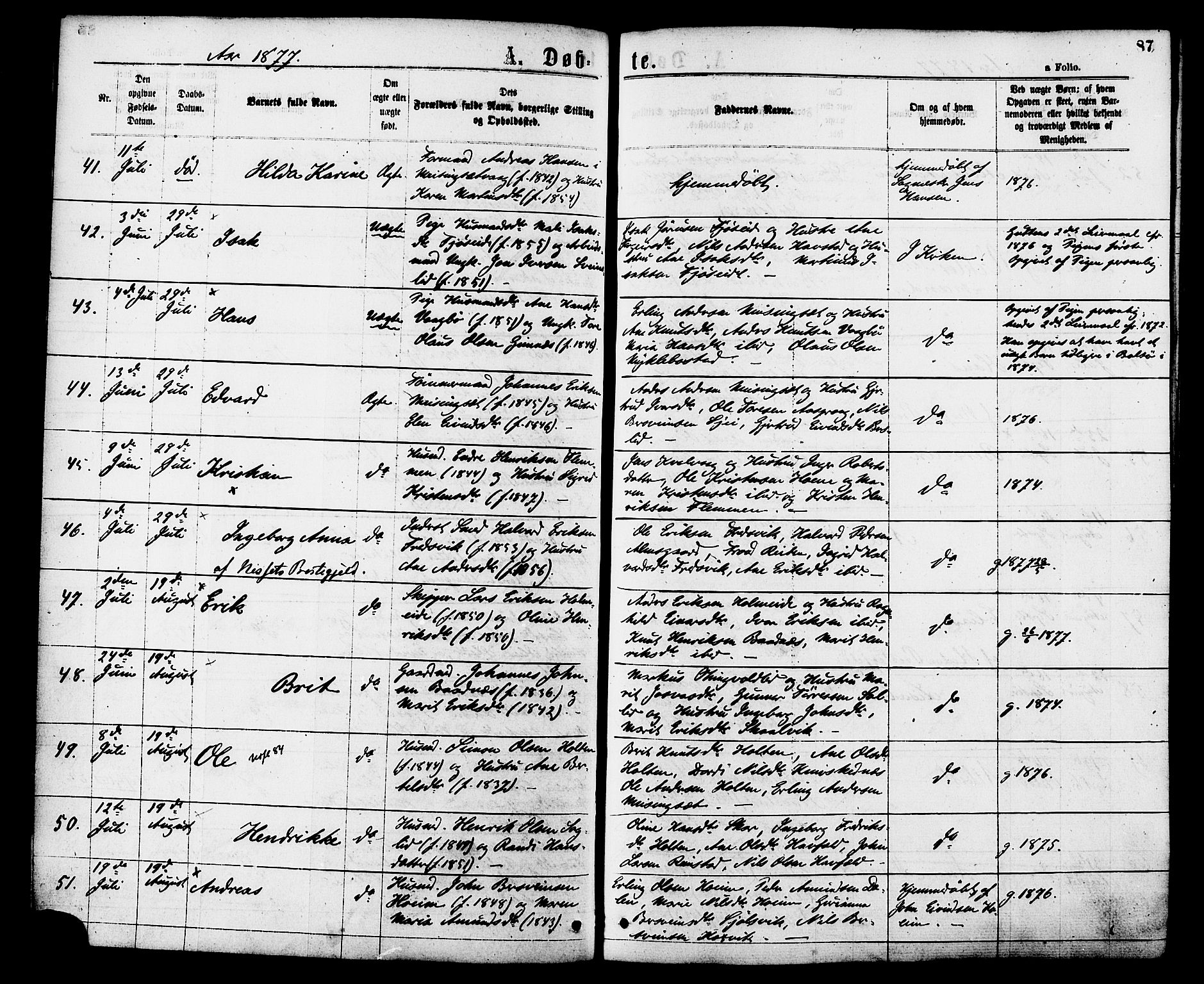 Ministerialprotokoller, klokkerbøker og fødselsregistre - Møre og Romsdal, AV/SAT-A-1454/586/L0986: Parish register (official) no. 586A12, 1867-1878, p. 87