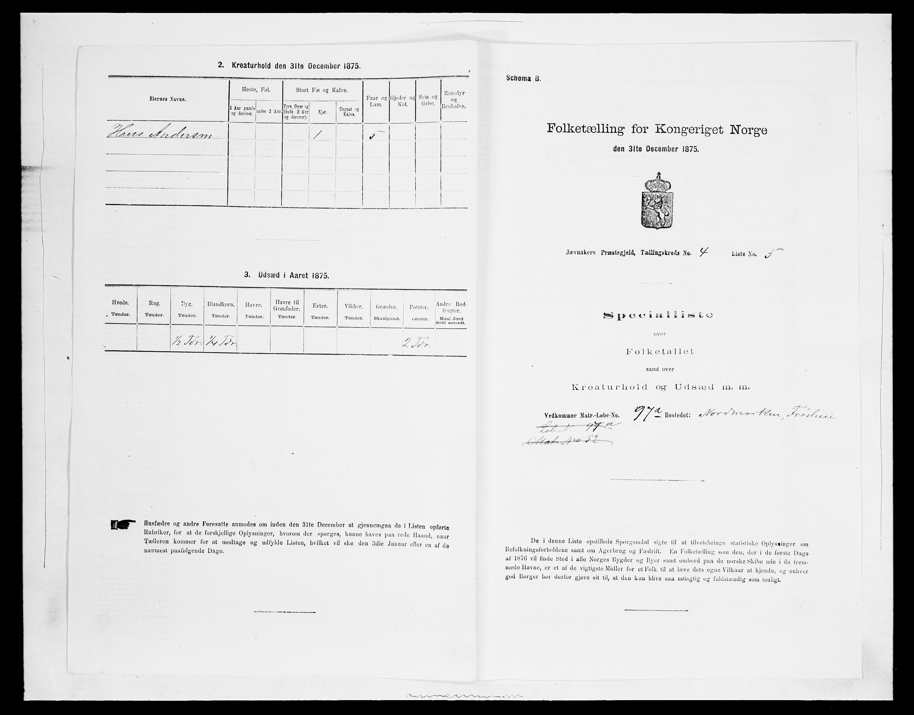 SAH, 1875 census for 0532P Jevnaker, 1875, p. 619