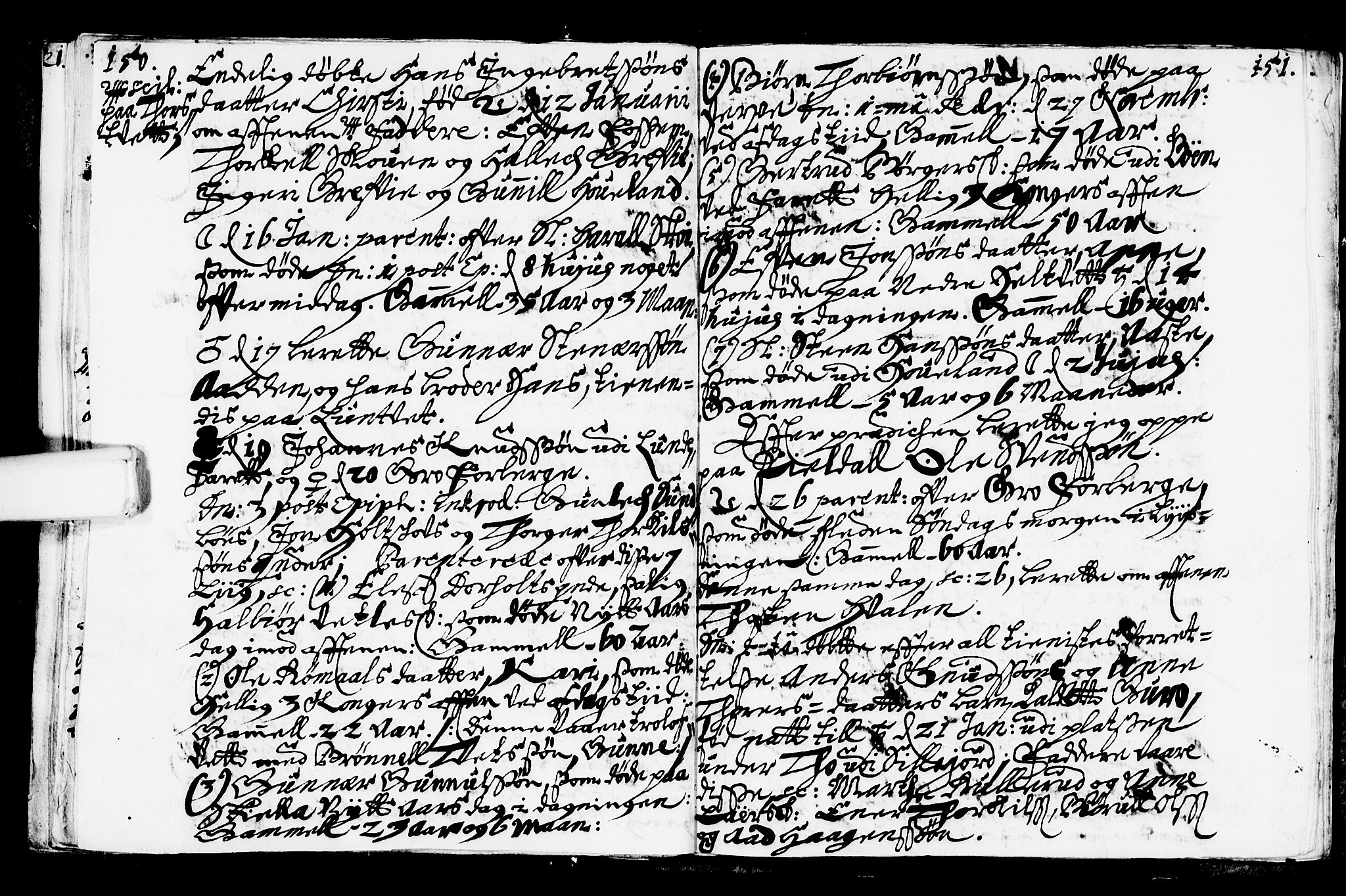 Bø kirkebøker, SAKO/A-257/F/Fa/L0001: Parish register (official) no. 1, 1689-1699, p. 150-151