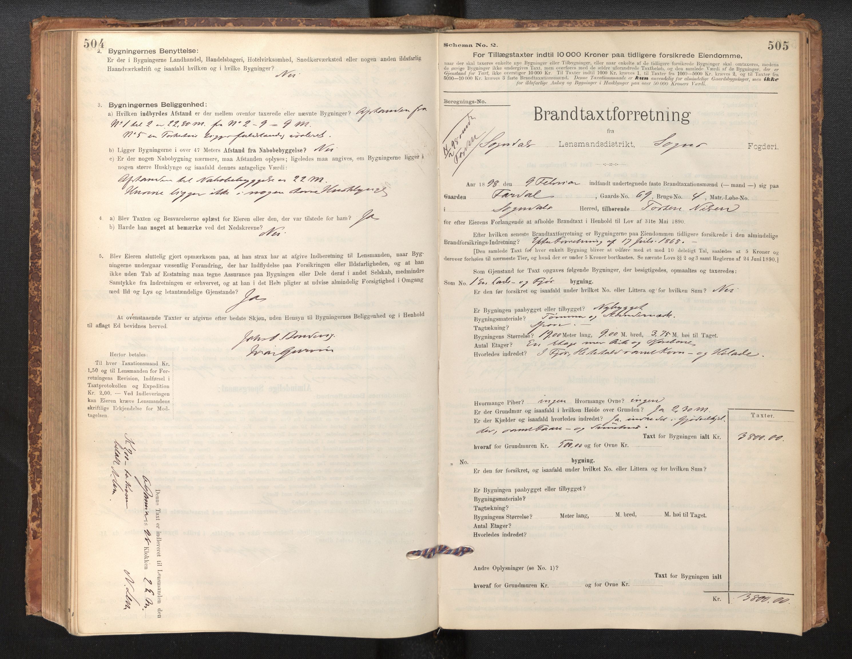 Lensmannen i Sogndal, AV/SAB-A-29901/0012/L0008: Branntakstprotokoll, skjematakst, 1895-1906, p. 504-505