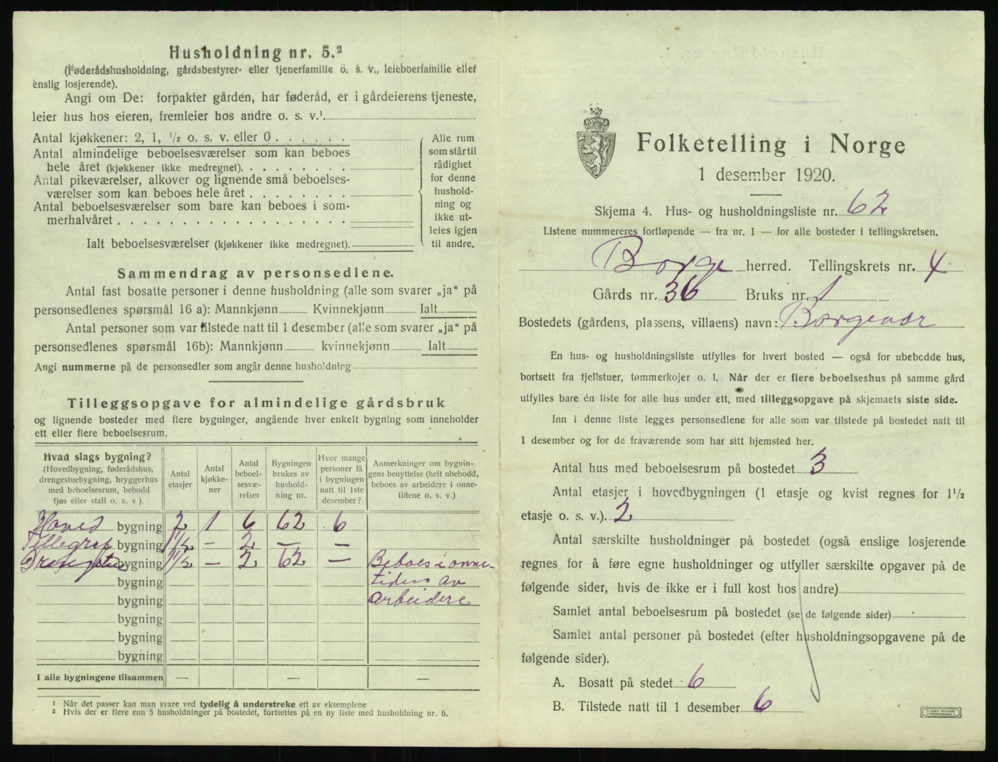 SAT, 1920 census for Borge, 1920, p. 569