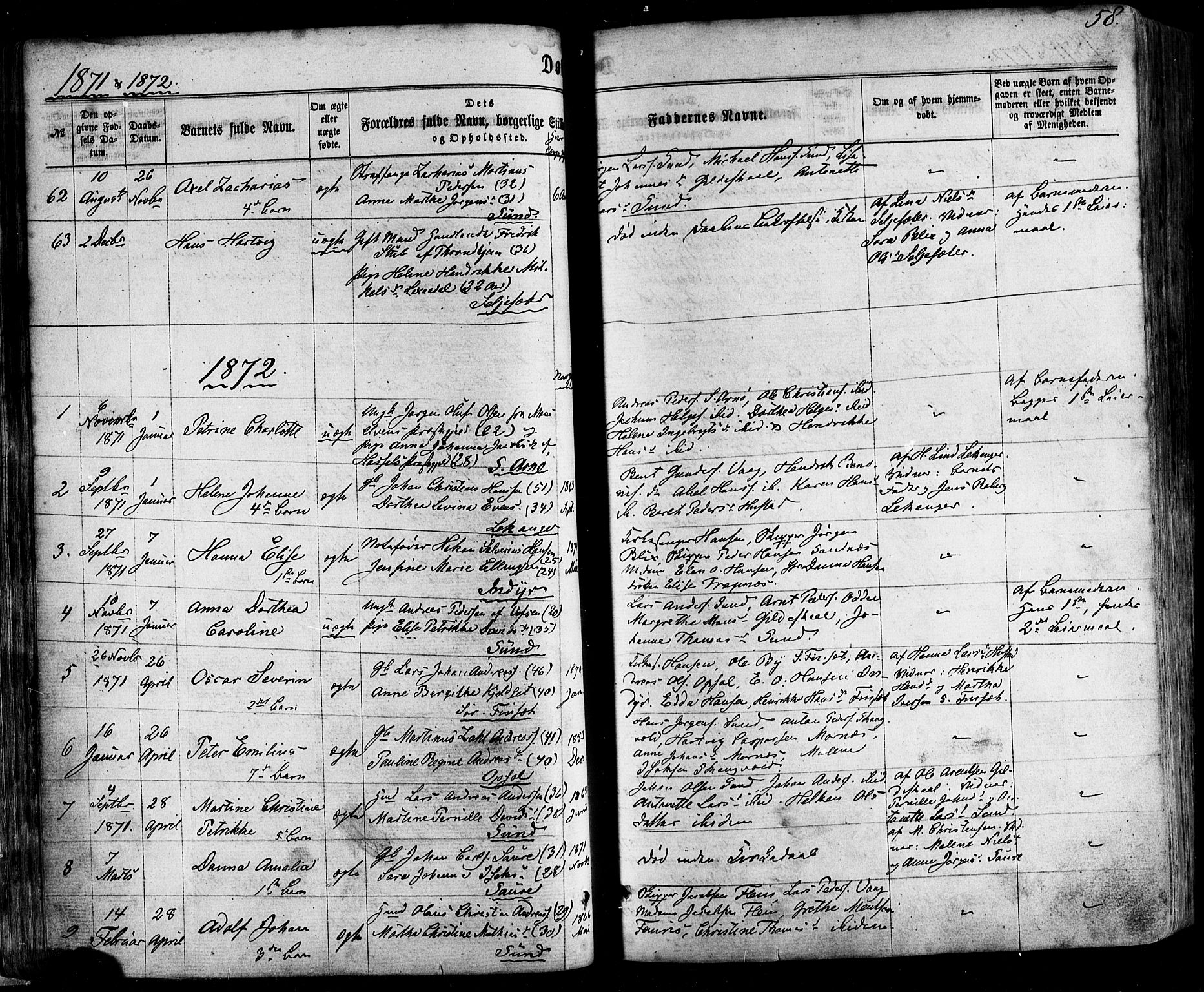 Ministerialprotokoller, klokkerbøker og fødselsregistre - Nordland, SAT/A-1459/805/L0098: Parish register (official) no. 805A05, 1862-1879, p. 58