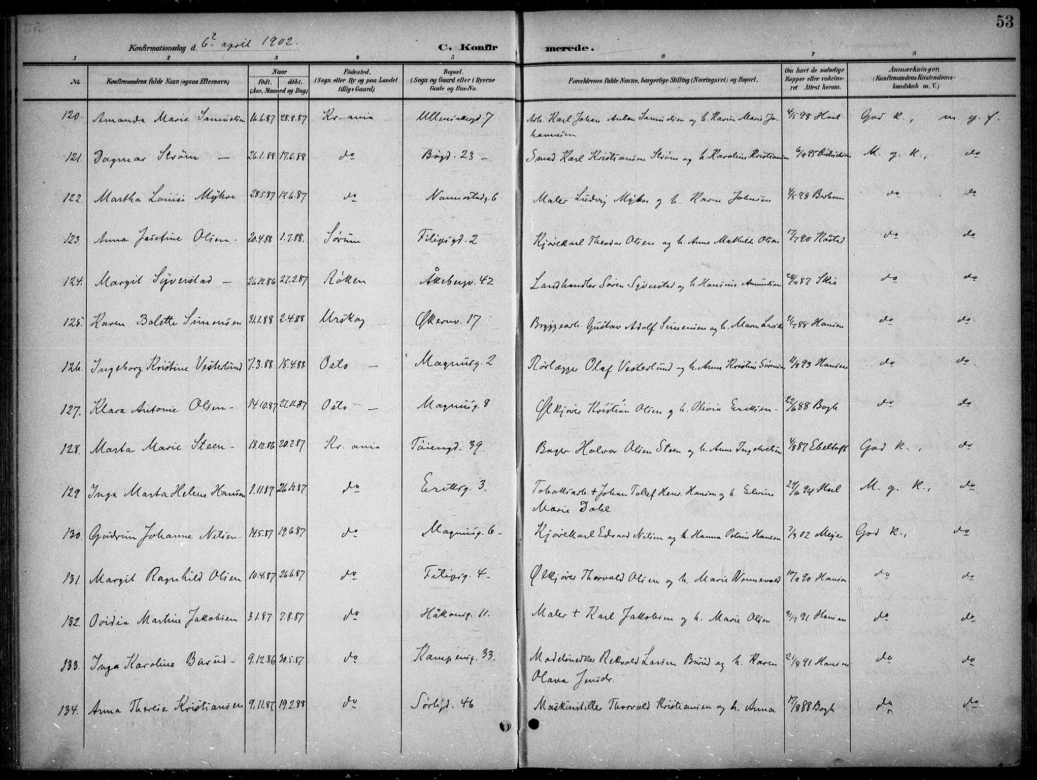 Kampen prestekontor Kirkebøker, AV/SAO-A-10853/F/Fa/L0009: Parish register (official) no. I 9, 1899-1911, p. 53