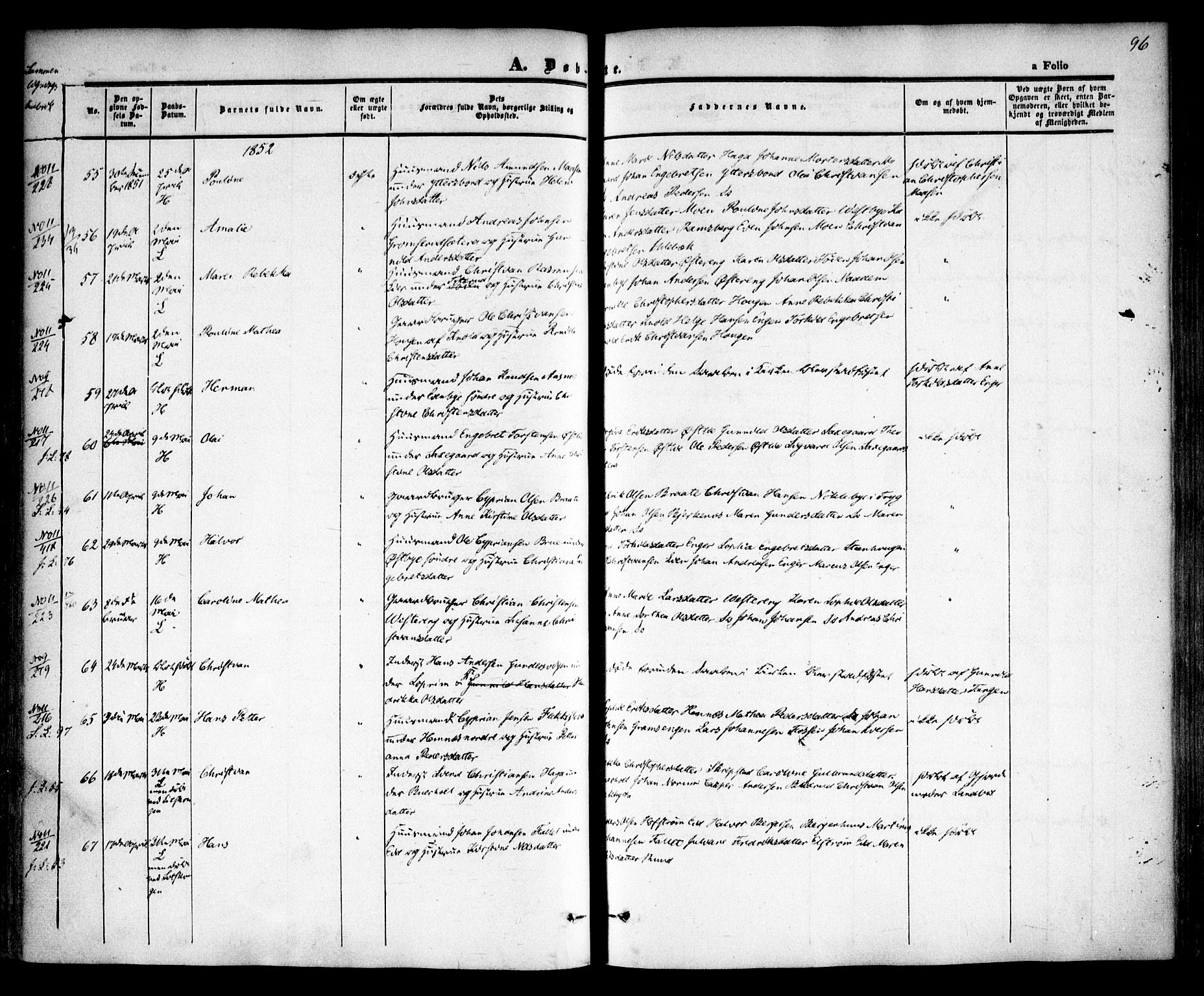 Høland prestekontor Kirkebøker, AV/SAO-A-10346a/F/Fa/L0009: Parish register (official) no. I 9, 1846-1853, p. 96