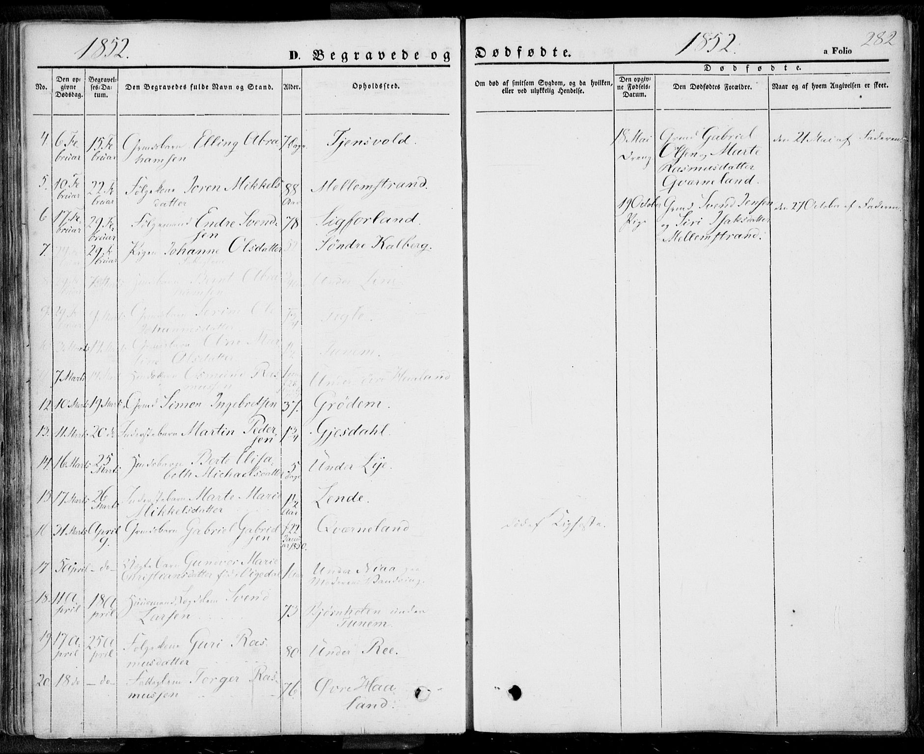 Lye sokneprestkontor, SAST/A-101794/001/30BA/L0006: Parish register (official) no. A 5.2, 1842-1855, p. 282