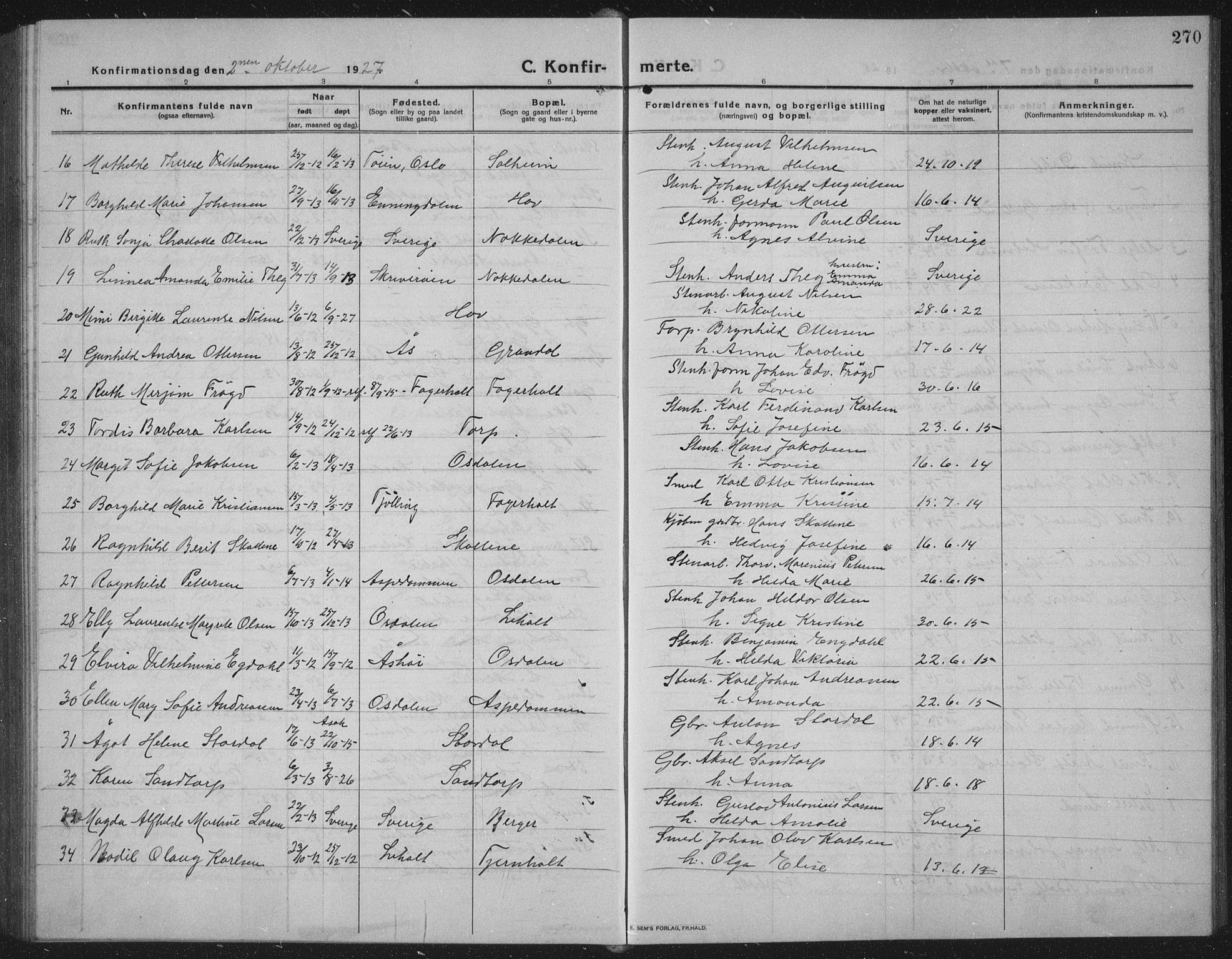 Idd prestekontor Kirkebøker, SAO/A-10911/G/Gb/L0003: Parish register (copy) no. II 3, 1914-1940, p. 270