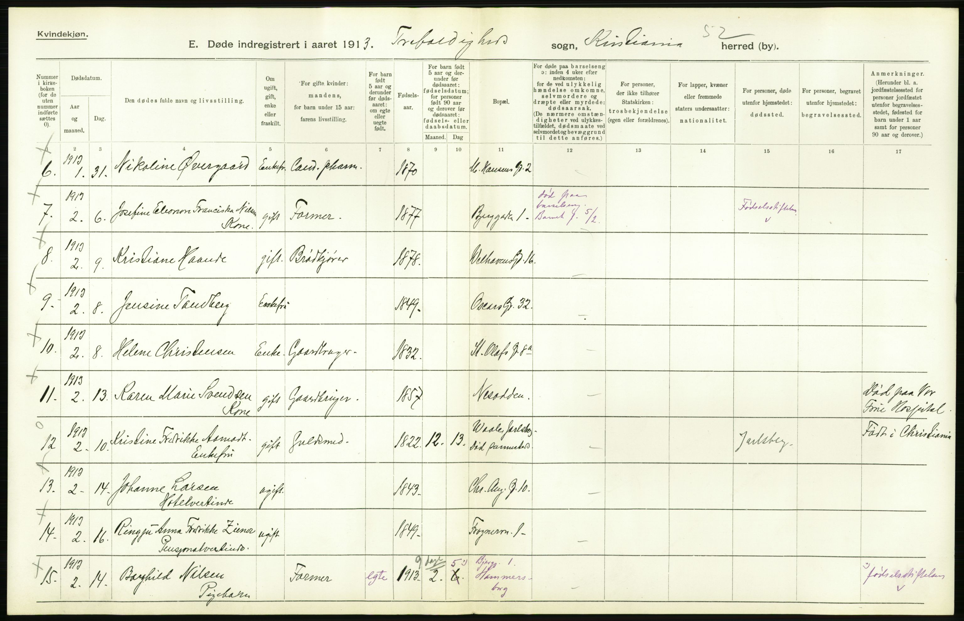 Statistisk sentralbyrå, Sosiodemografiske emner, Befolkning, AV/RA-S-2228/D/Df/Dfb/Dfbc/L0009: Kristiania: Døde., 1913, p. 440