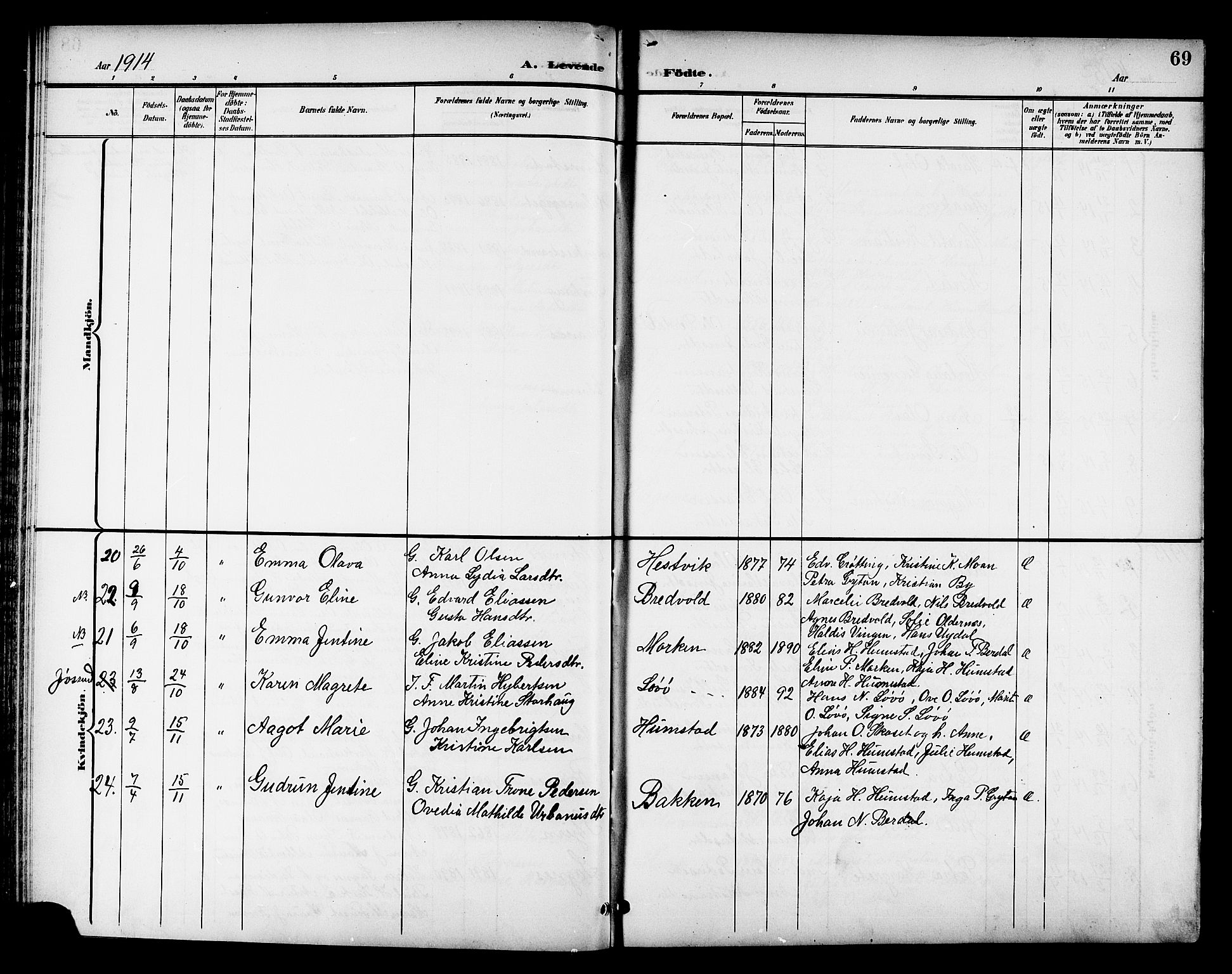 Ministerialprotokoller, klokkerbøker og fødselsregistre - Sør-Trøndelag, SAT/A-1456/655/L0688: Parish register (copy) no. 655C04, 1899-1922, p. 69
