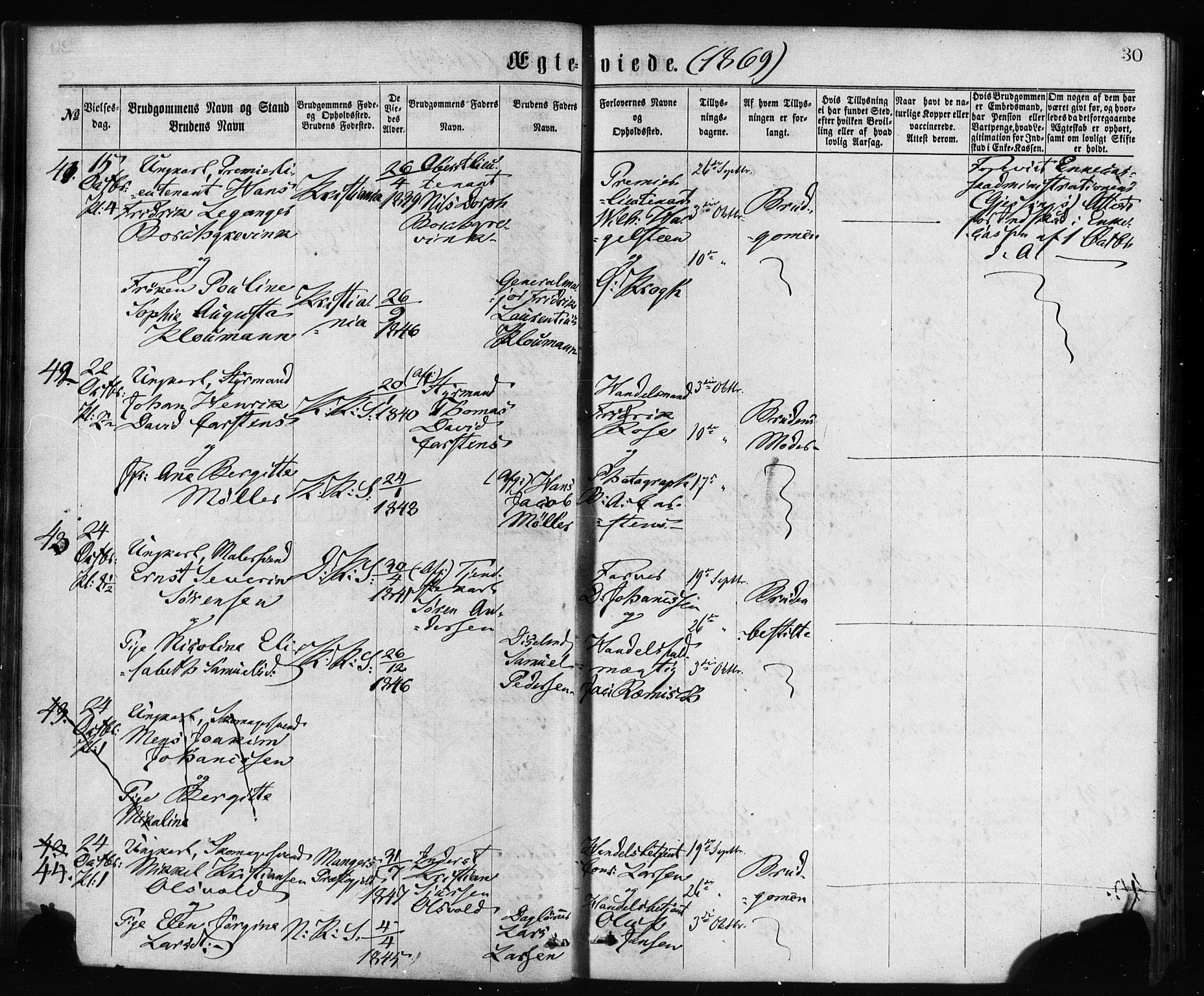 Korskirken sokneprestembete, AV/SAB-A-76101/H/Haa/L0036: Parish register (official) no. D 3, 1867-1882, p. 30