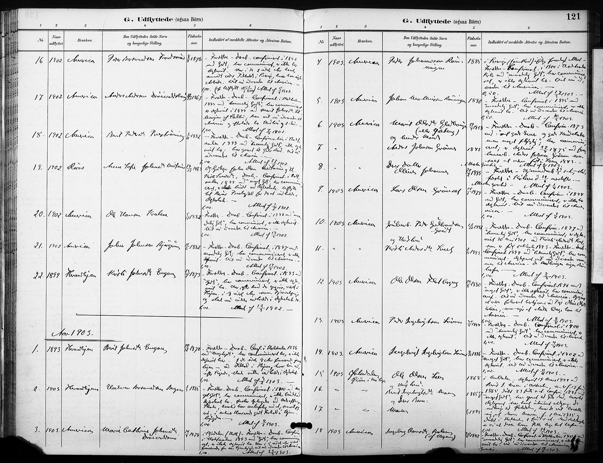 Ministerialprotokoller, klokkerbøker og fødselsregistre - Sør-Trøndelag, SAT/A-1456/685/L0973: Parish register (official) no. 685A10, 1891-1907, p. 121