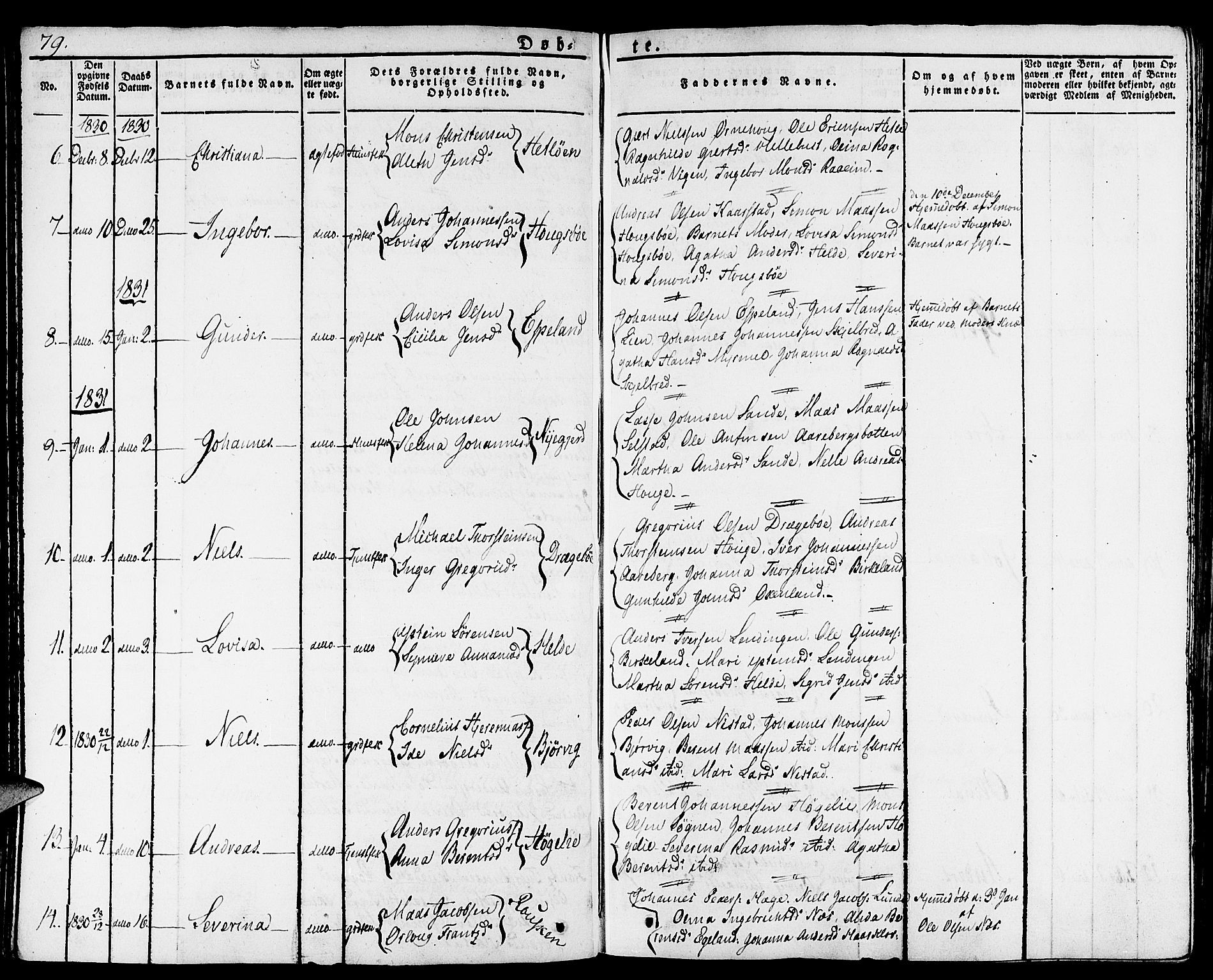 Gaular sokneprestembete, AV/SAB-A-80001/H/Haa: Parish register (official) no. A 3, 1821-1840, p. 79