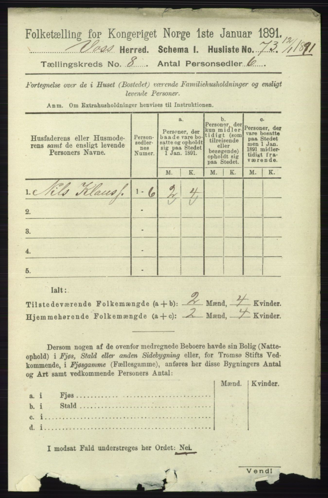 RA, 1891 census for 1235 Voss, 1891, p. 4223