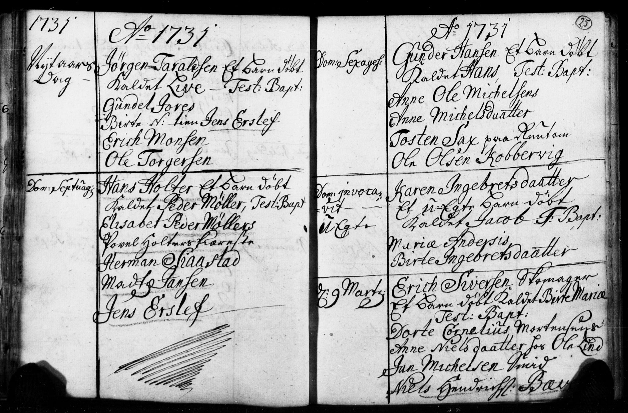 Strømsø kirkebøker, AV/SAKO-A-246/F/Fb/L0001: Parish register (official) no. II 1, 1725-1737, p. 25