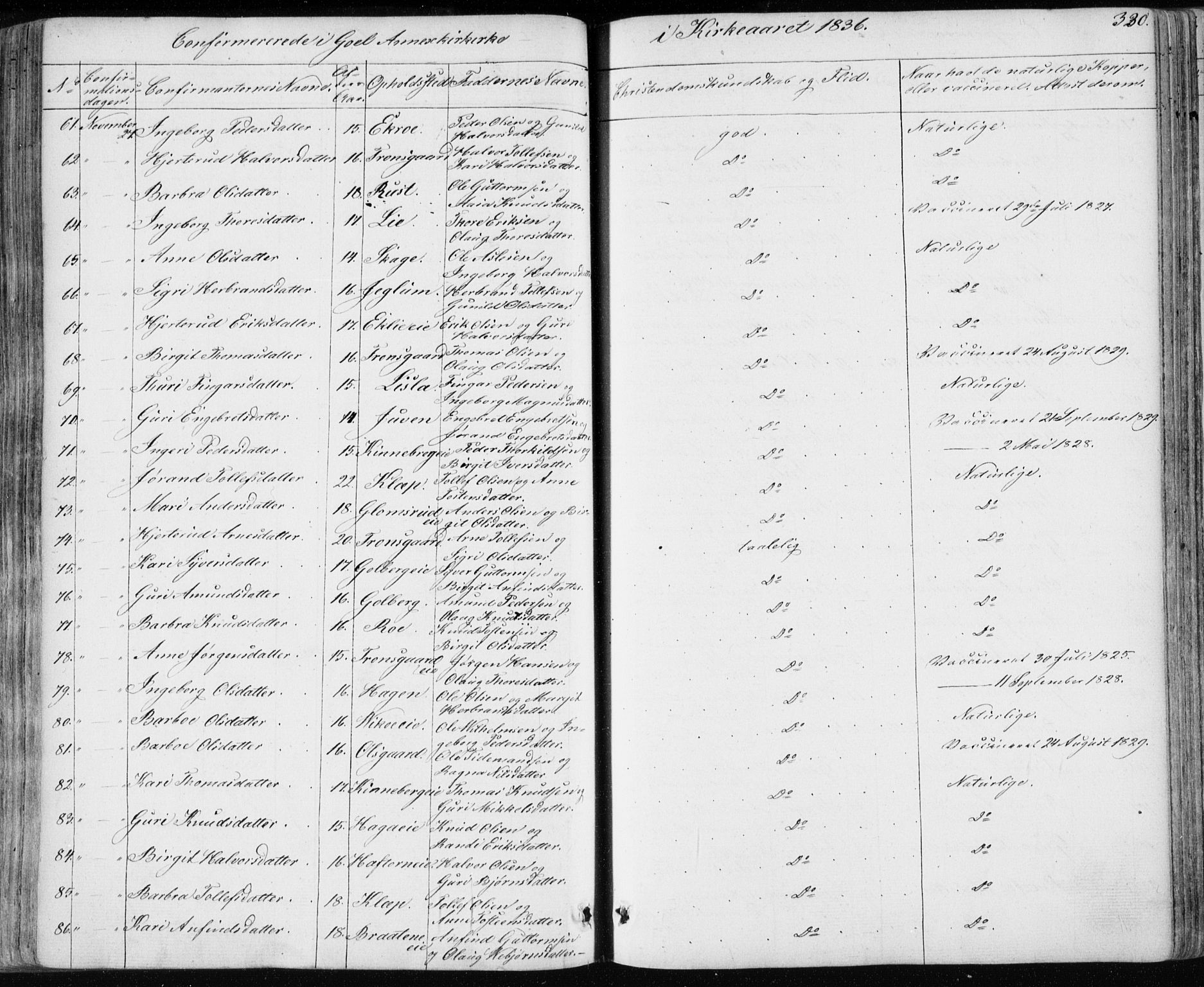 Nes kirkebøker, AV/SAKO-A-236/F/Fa/L0009: Parish register (official) no. 9, 1834-1863, p. 330