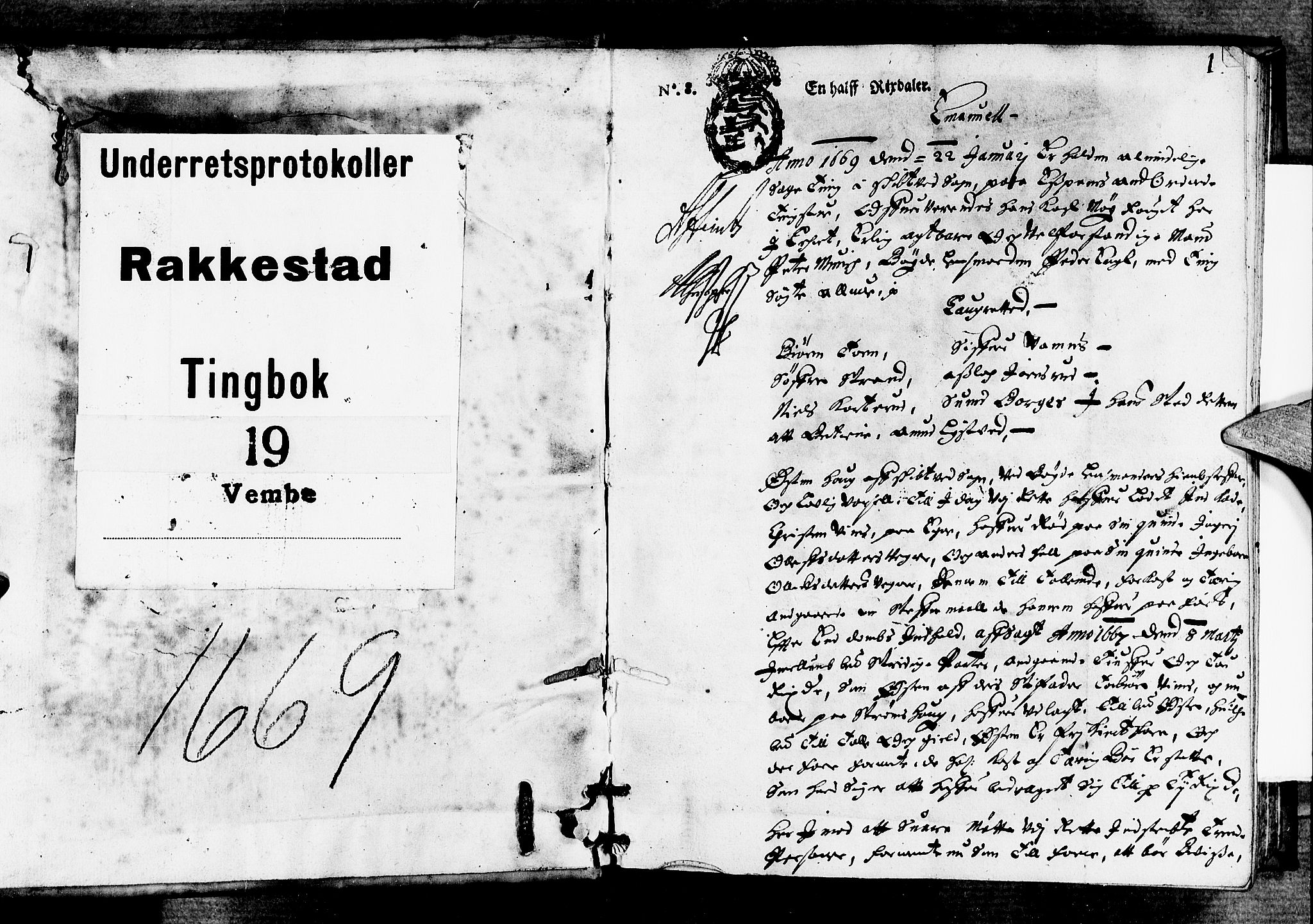 Rakkestad sorenskriveri, SAO/A-10686/F/Fb/L0019: Tingbøker, 1669, p. 0b-1a