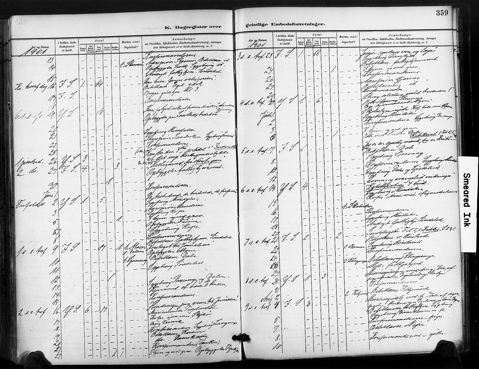 Søndeled sokneprestkontor, AV/SAK-1111-0038/F/Fa/L0006: Parish register (official) no. A 6, 1900-1922, p. 359