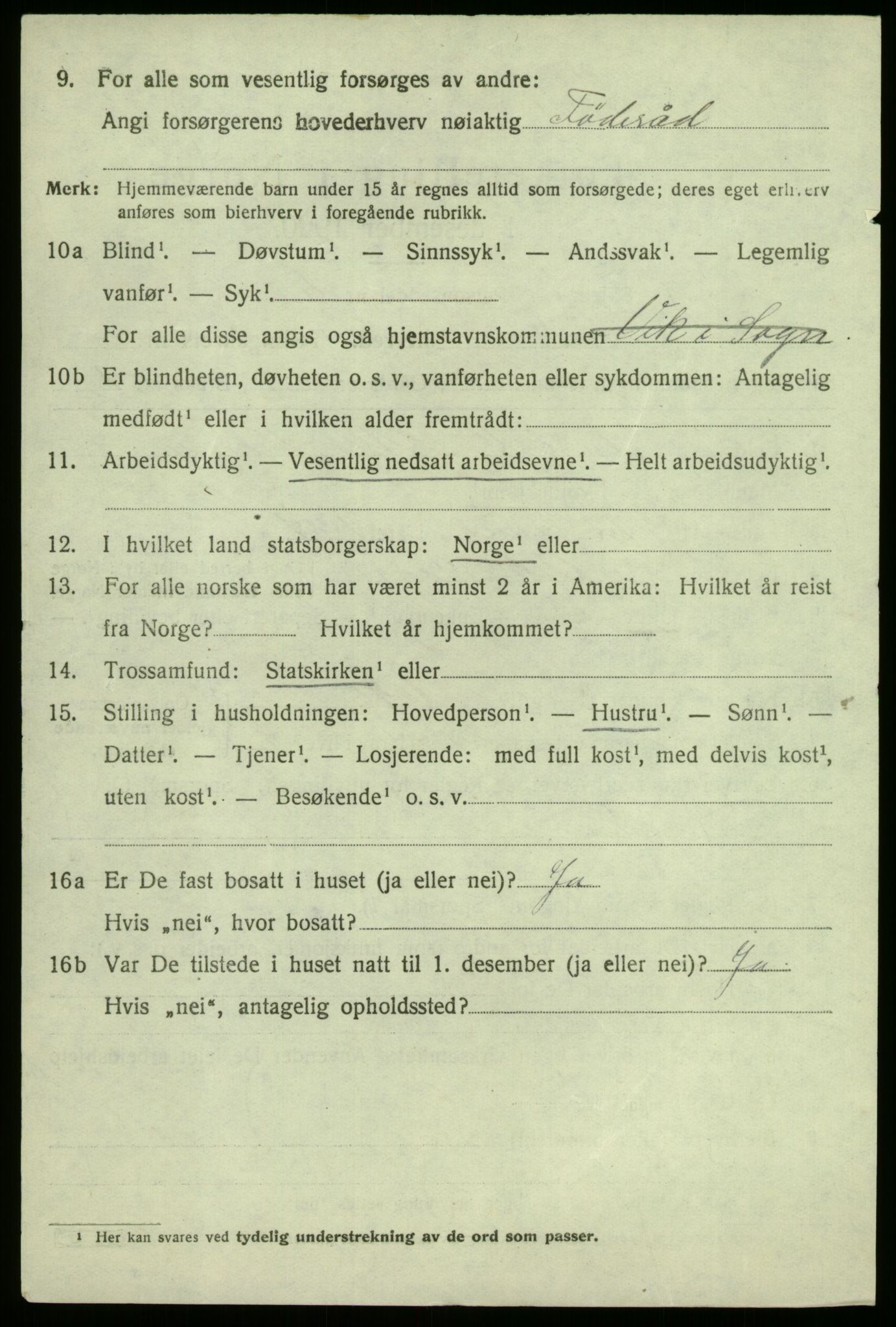 SAB, 1920 census for Vik, 1920, p. 4788