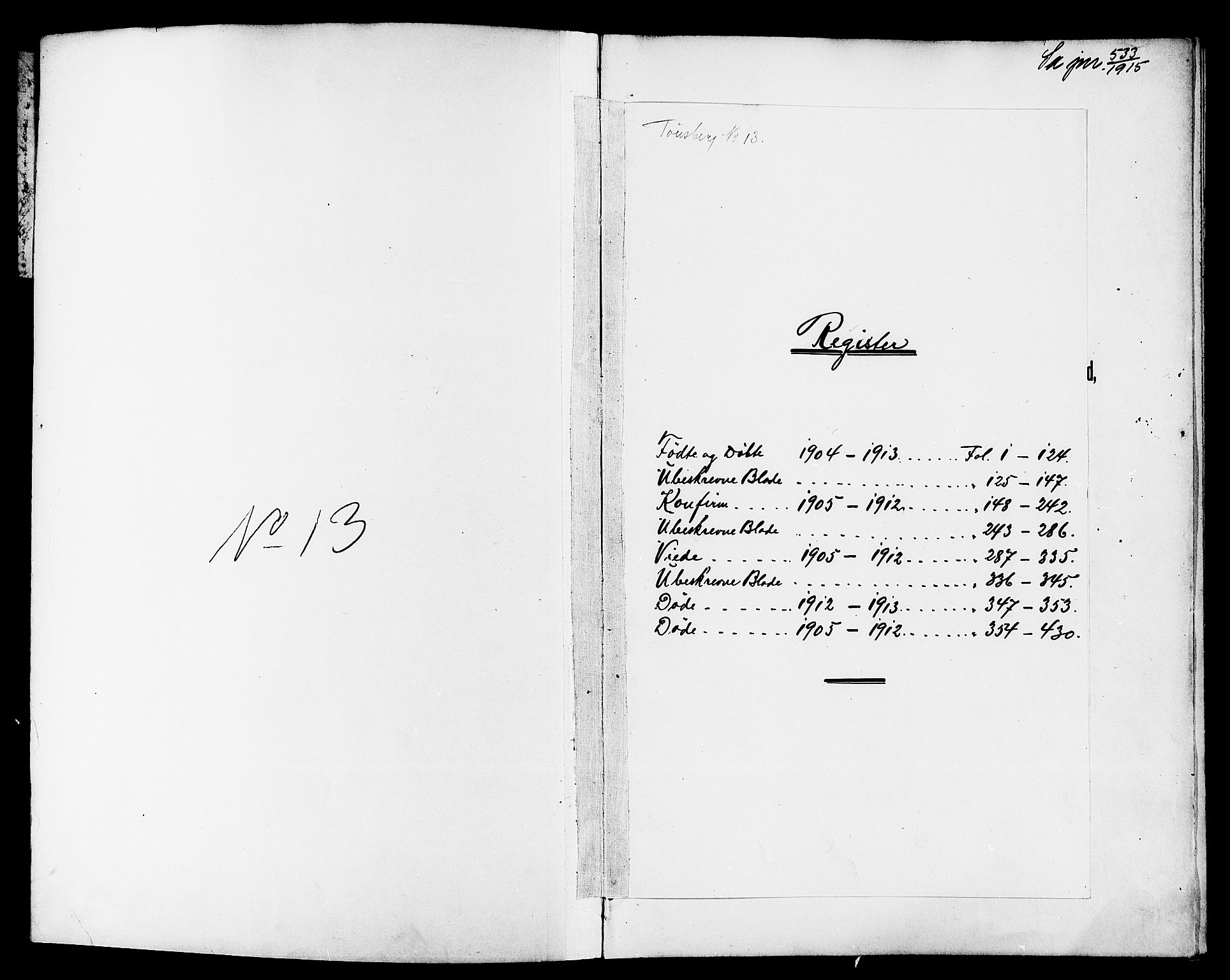 Tønsberg kirkebøker, SAKO/A-330/G/Ga/L0008: Parish register (copy) no. 8, 1905-1912