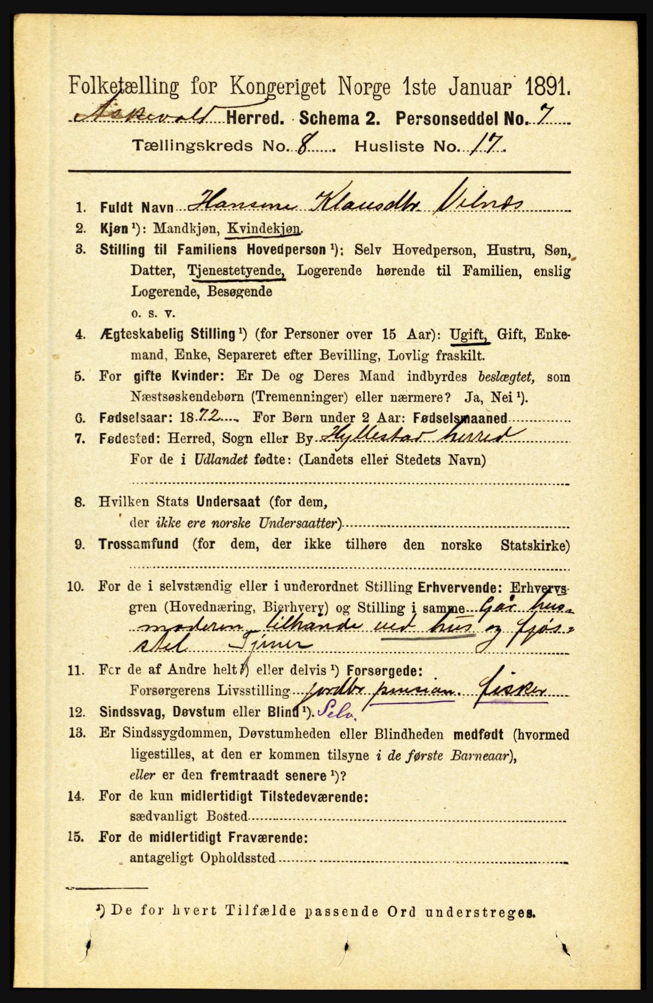 RA, 1891 census for 1428 Askvoll, 1891, p. 2247