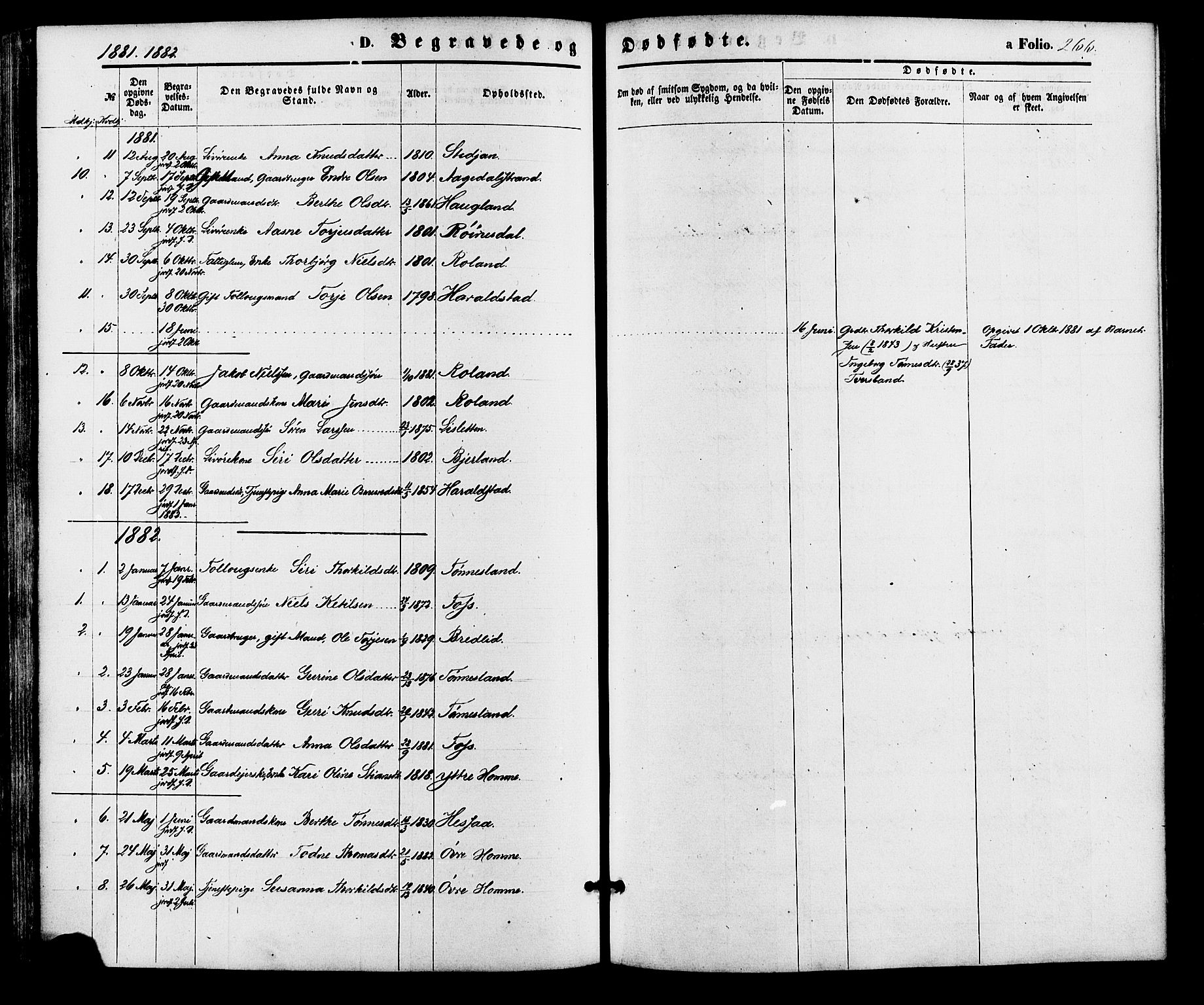 Bjelland sokneprestkontor, AV/SAK-1111-0005/F/Fa/Faa/L0003: Parish register (official) no. A 3, 1867-1887, p. 266