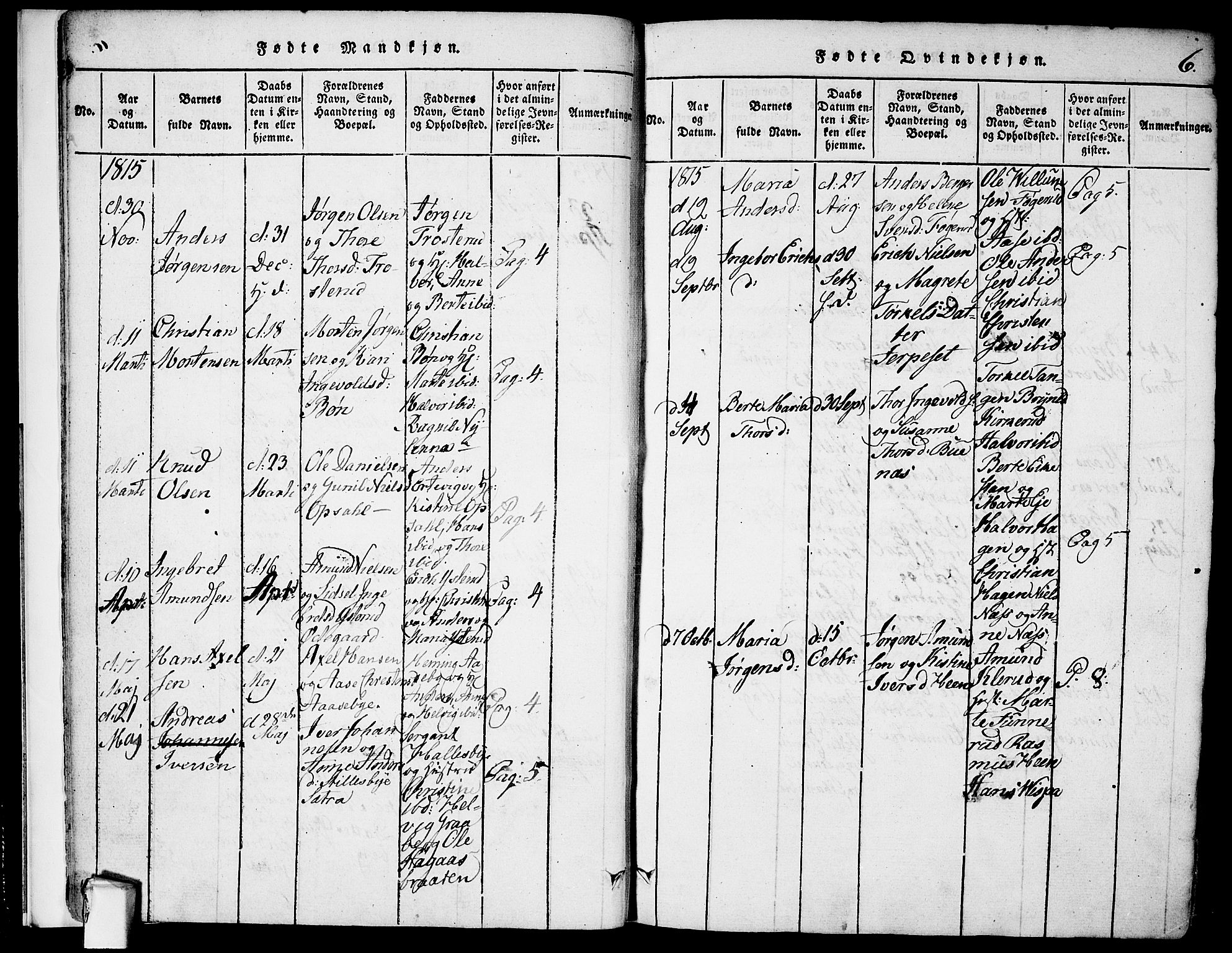 Rødenes prestekontor Kirkebøker, AV/SAO-A-2005/F/Fa/L0004: Parish register (official) no. I 4, 1814-1838, p. 6