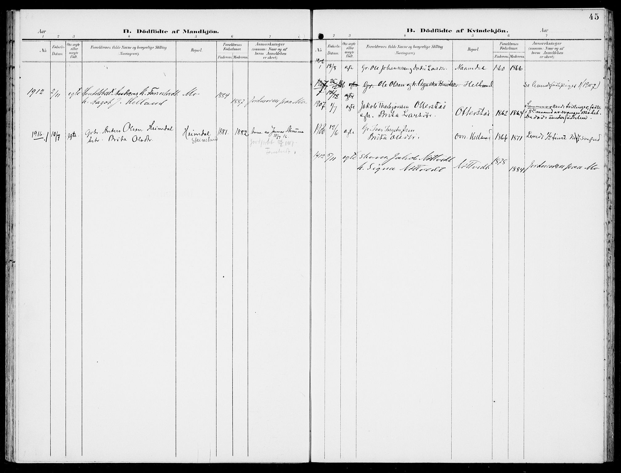 Hosanger sokneprestembete, SAB/A-75801/H/Haa: Parish register (official) no. C  2, 1901-1925, p. 45