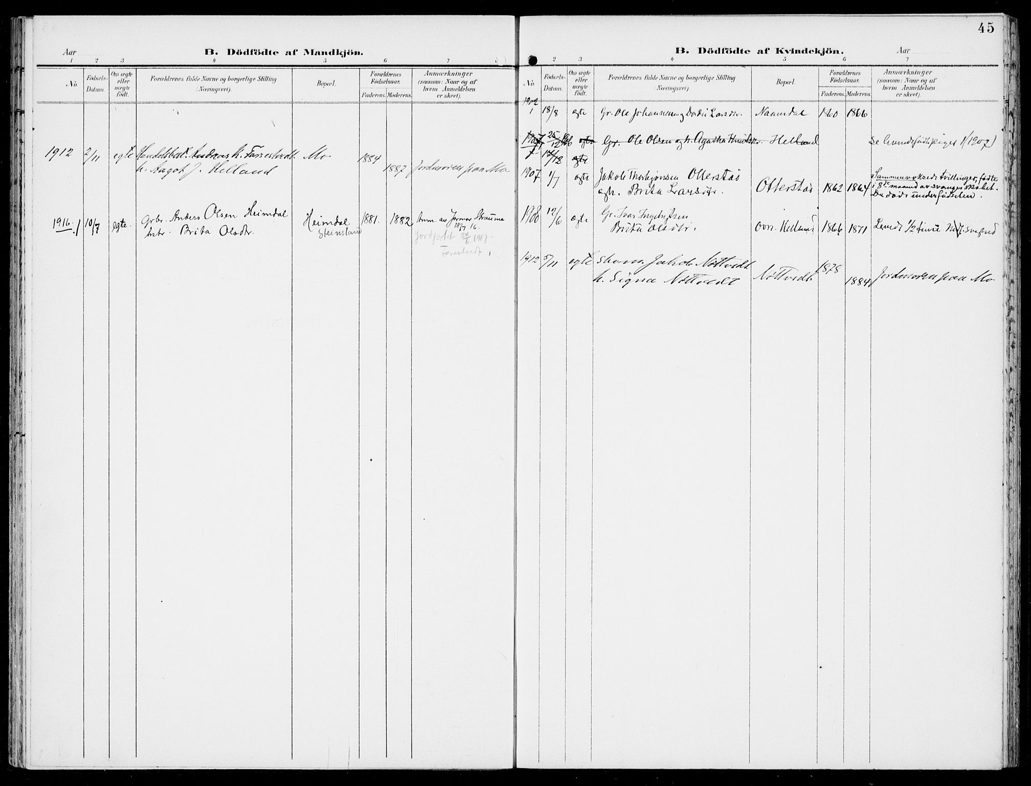 Hosanger sokneprestembete, AV/SAB-A-75801/H/Haa: Parish register (official) no. C  2, 1901-1925, p. 45