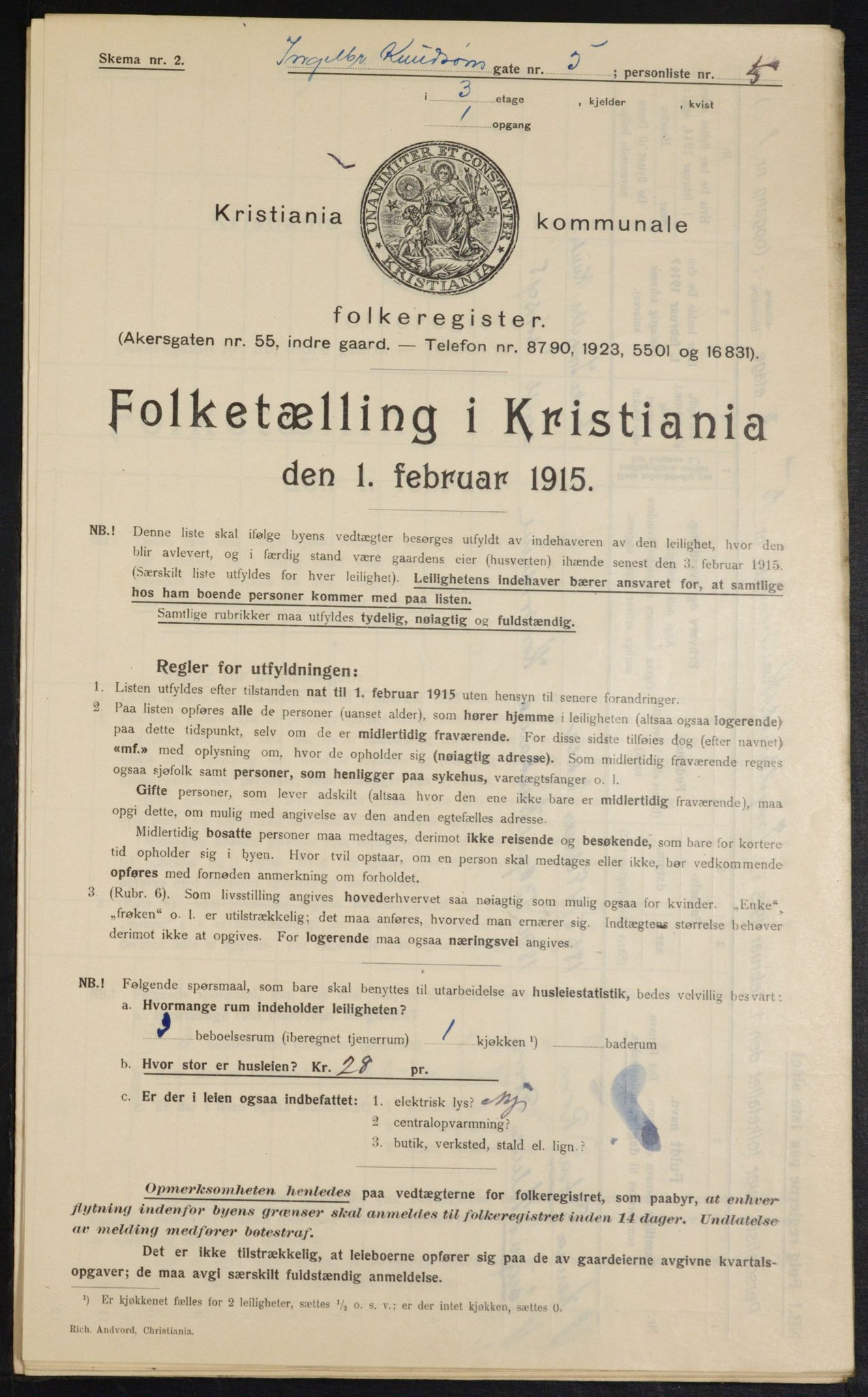 OBA, Municipal Census 1915 for Kristiania, 1915, p. 43334