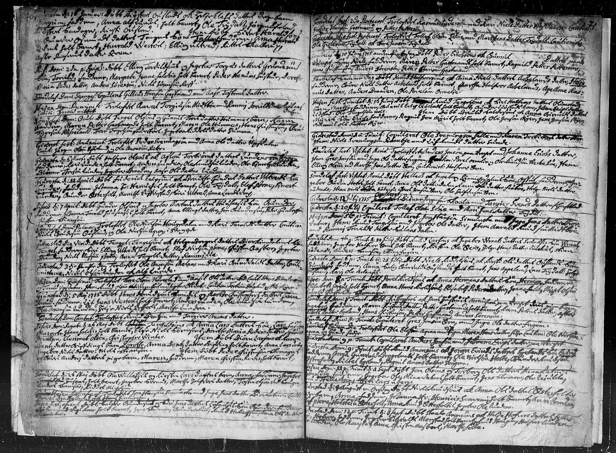 Gjerstad sokneprestkontor, AV/SAK-1111-0014/F/Fa/Faa/L0001: Parish register (official) no. A 1, 1695-1717, p. 70-71