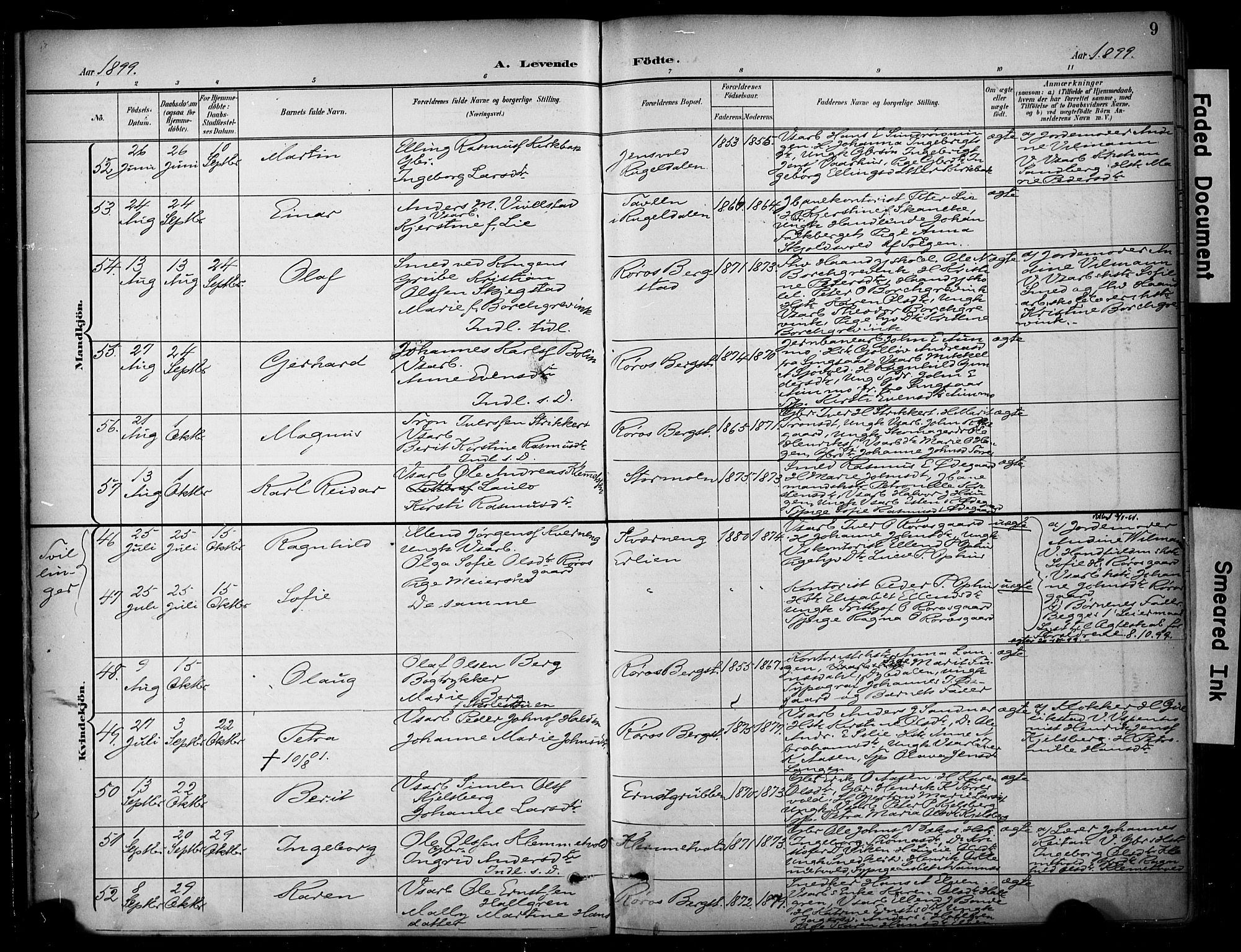 Ministerialprotokoller, klokkerbøker og fødselsregistre - Sør-Trøndelag, AV/SAT-A-1456/681/L0936: Parish register (official) no. 681A14, 1899-1908, p. 9