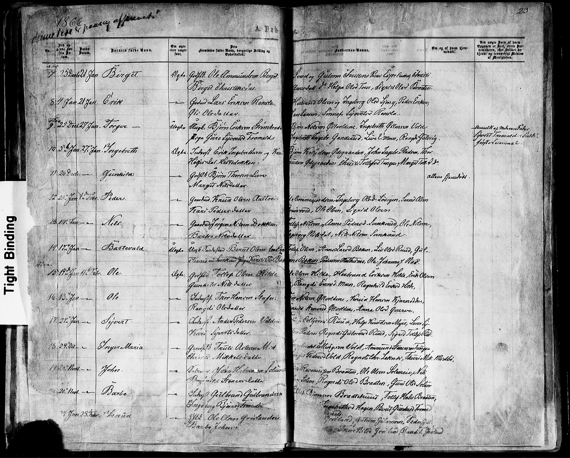 Nes kirkebøker, AV/SAKO-A-236/F/Fa/L0010: Parish register (official) no. 10, 1864-1880, p. 23