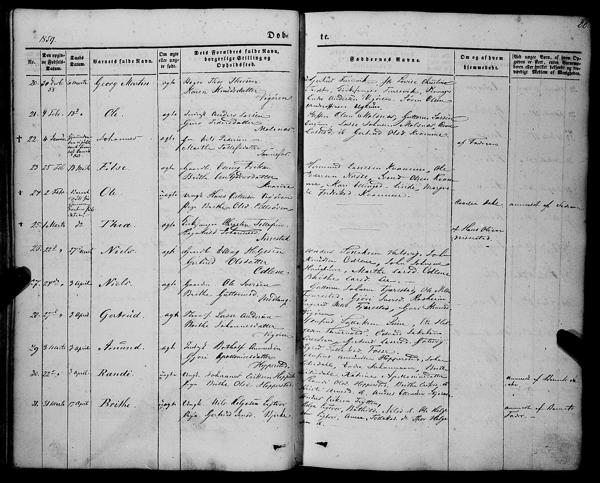 Vik sokneprestembete, SAB/A-81501: Parish register (official) no. A 8, 1846-1865, p. 88