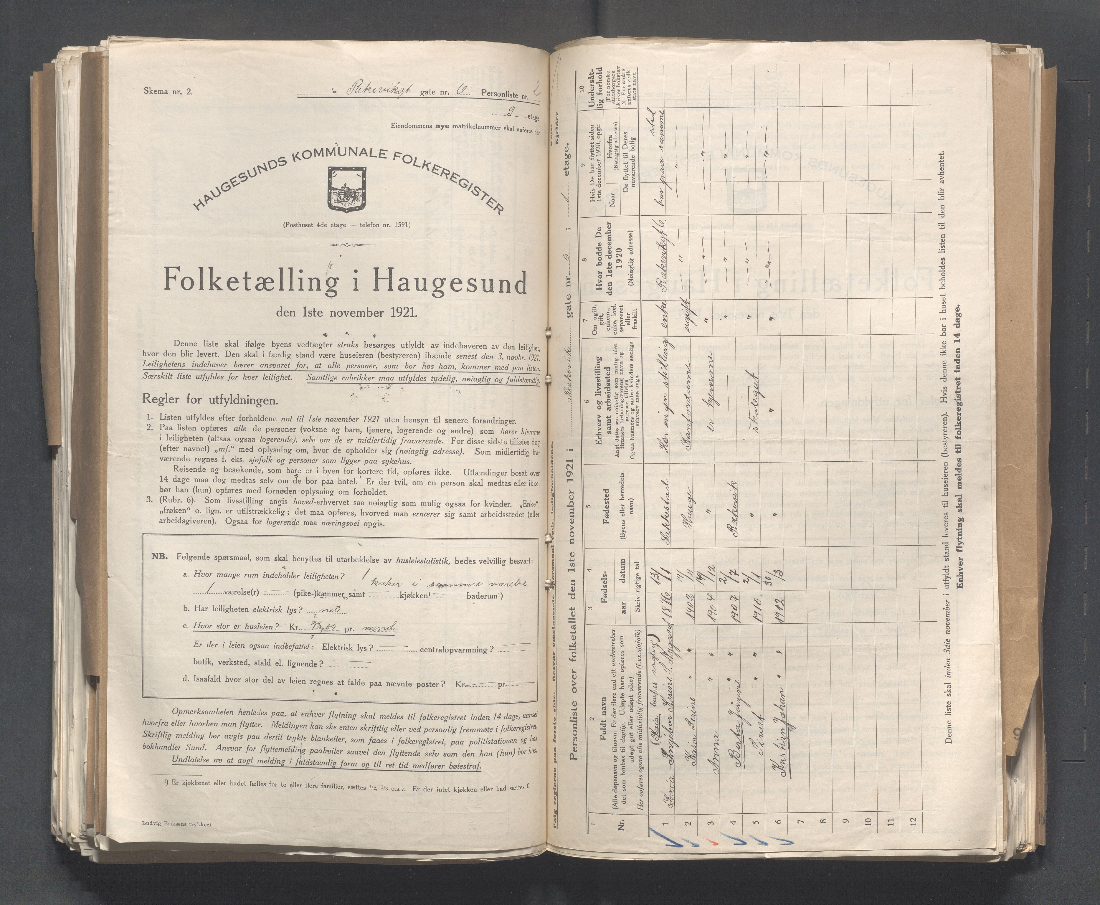 IKAR, Local census 1.11.1921 for Haugesund, 1921, p. 3434