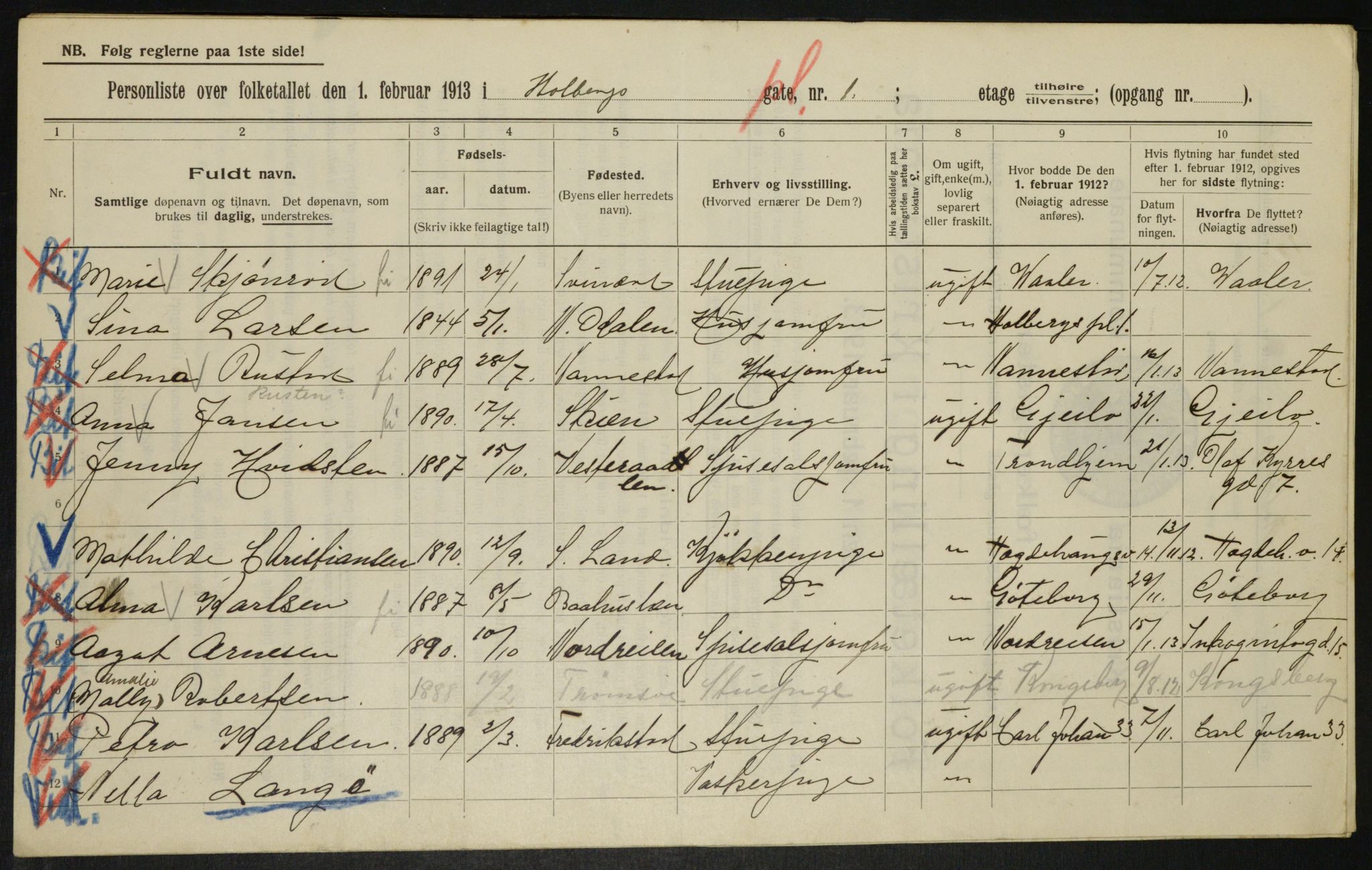 OBA, Municipal Census 1913 for Kristiania, 1913, p. 40351