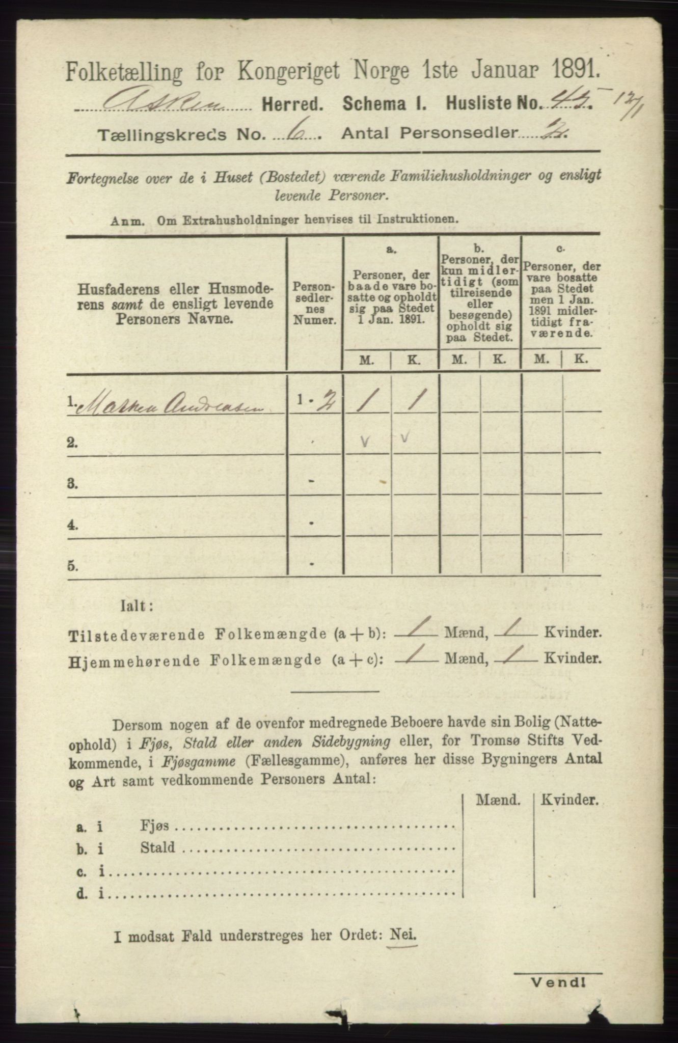 RA, 1891 census for 0220 Asker, 1891, p. 4157