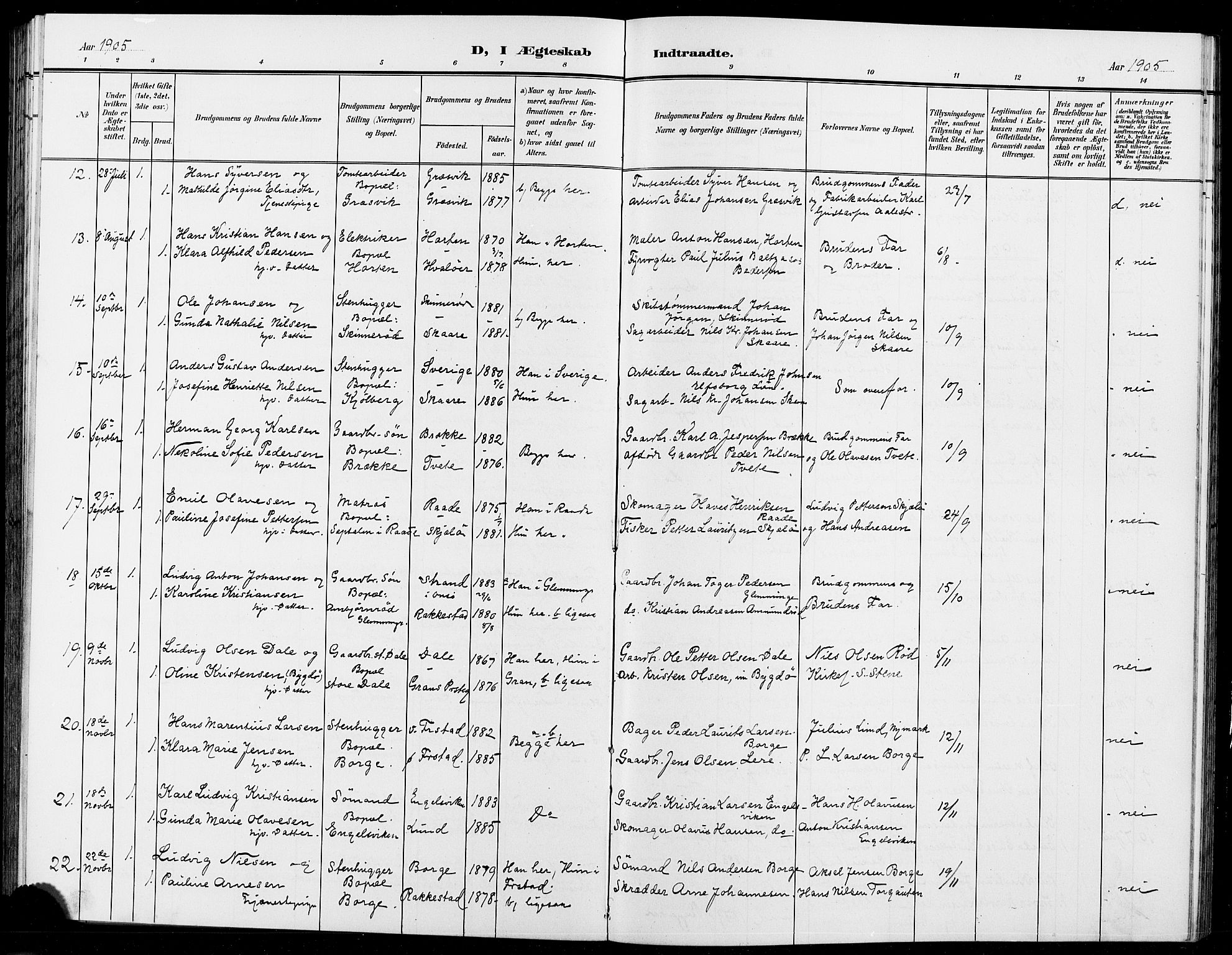 Onsøy prestekontor Kirkebøker, SAO/A-10914/G/Ga/L0002: Parish register (copy) no. I 2, 1903-1909