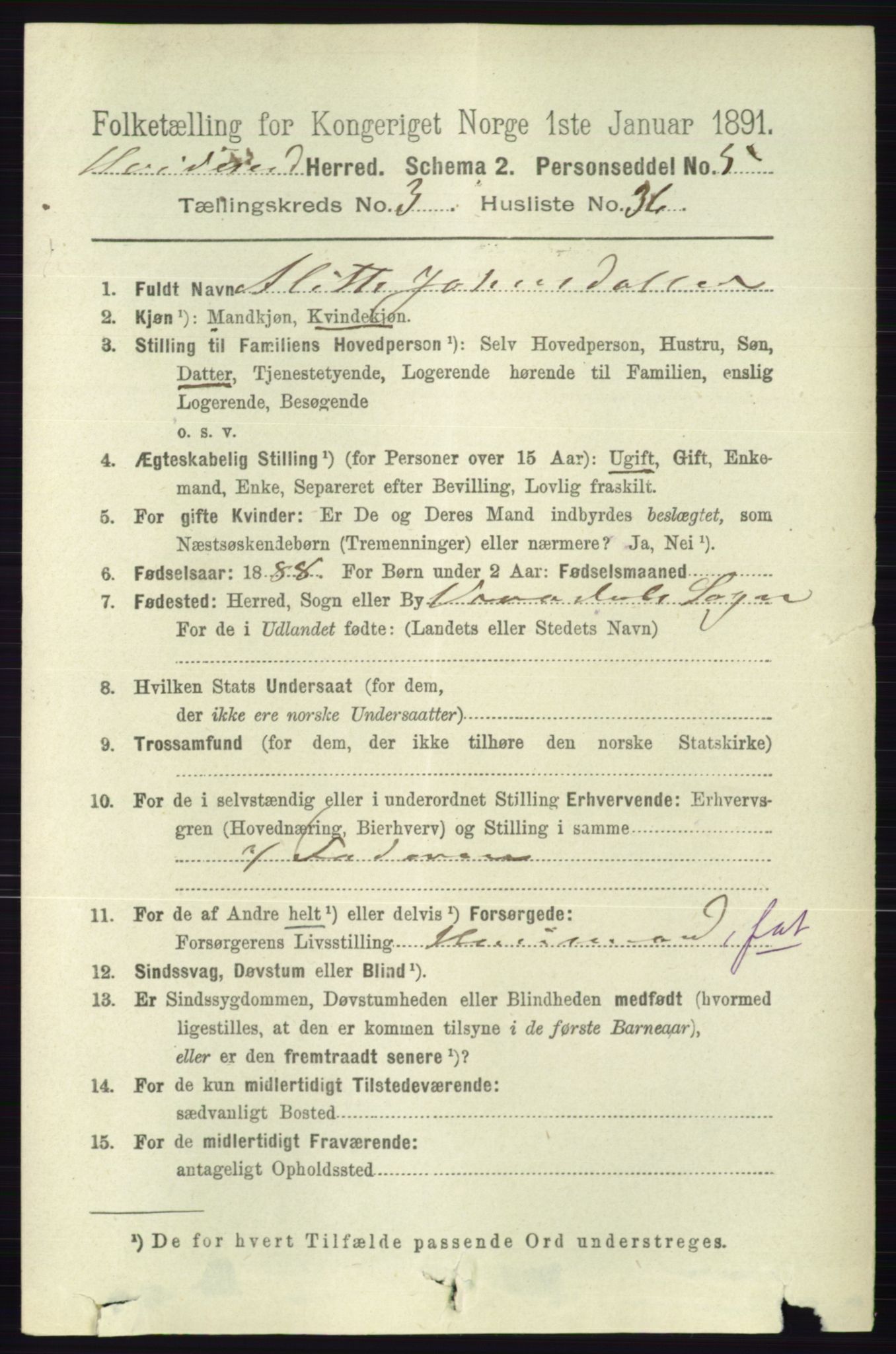 RA, 1891 census for 0829 Kviteseid, 1891, p. 703