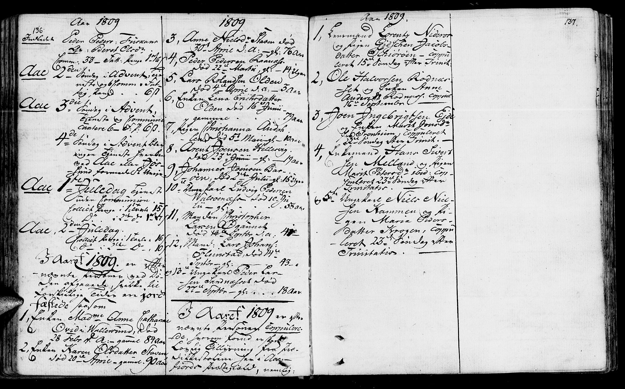 Ministerialprotokoller, klokkerbøker og fødselsregistre - Sør-Trøndelag, SAT/A-1456/655/L0674: Parish register (official) no. 655A03, 1802-1826, p. 136-137