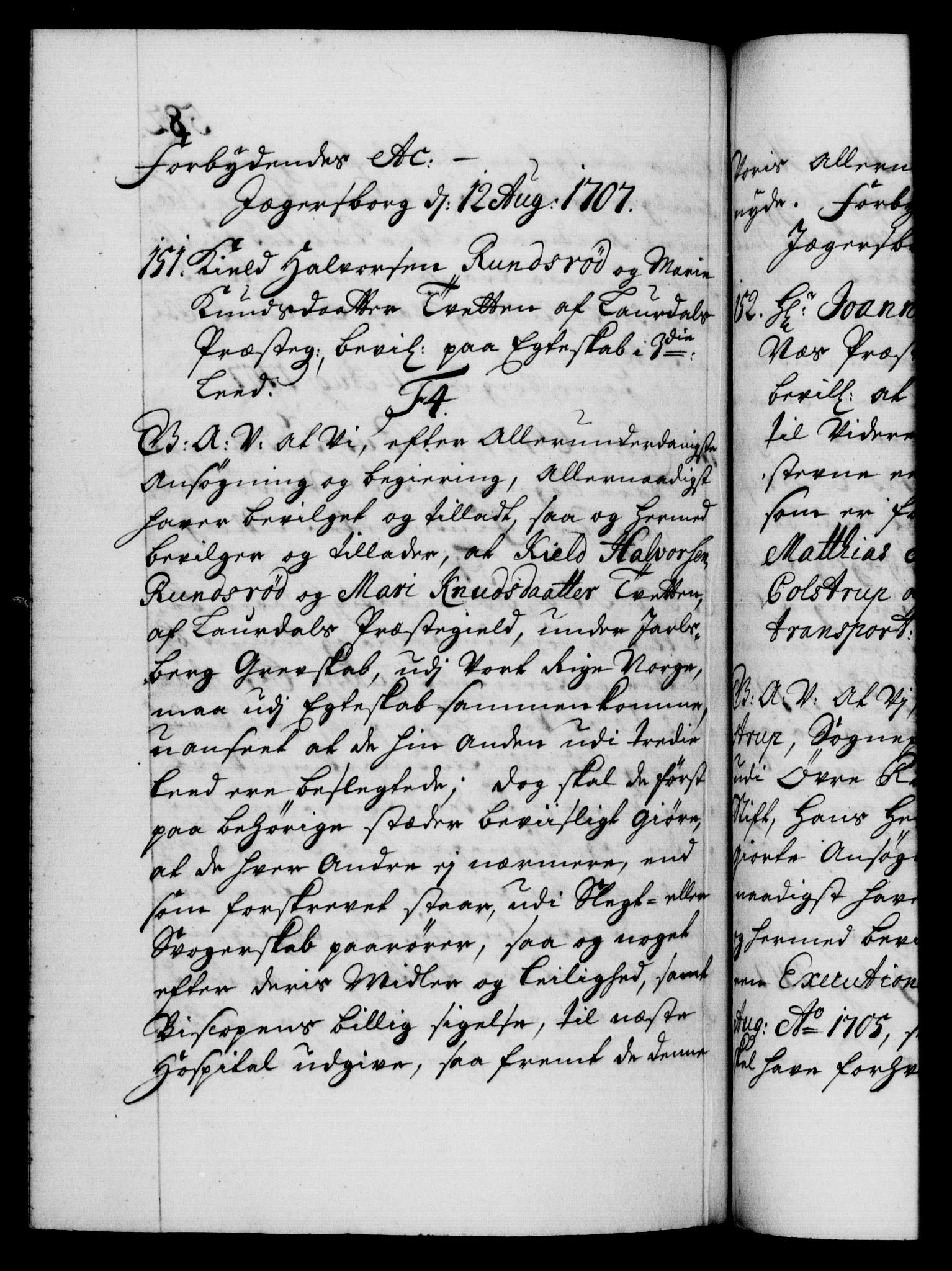 Danske Kanselli 1572-1799, AV/RA-EA-3023/F/Fc/Fca/Fcaa/L0019: Norske registre, 1704-1707, p. 582b