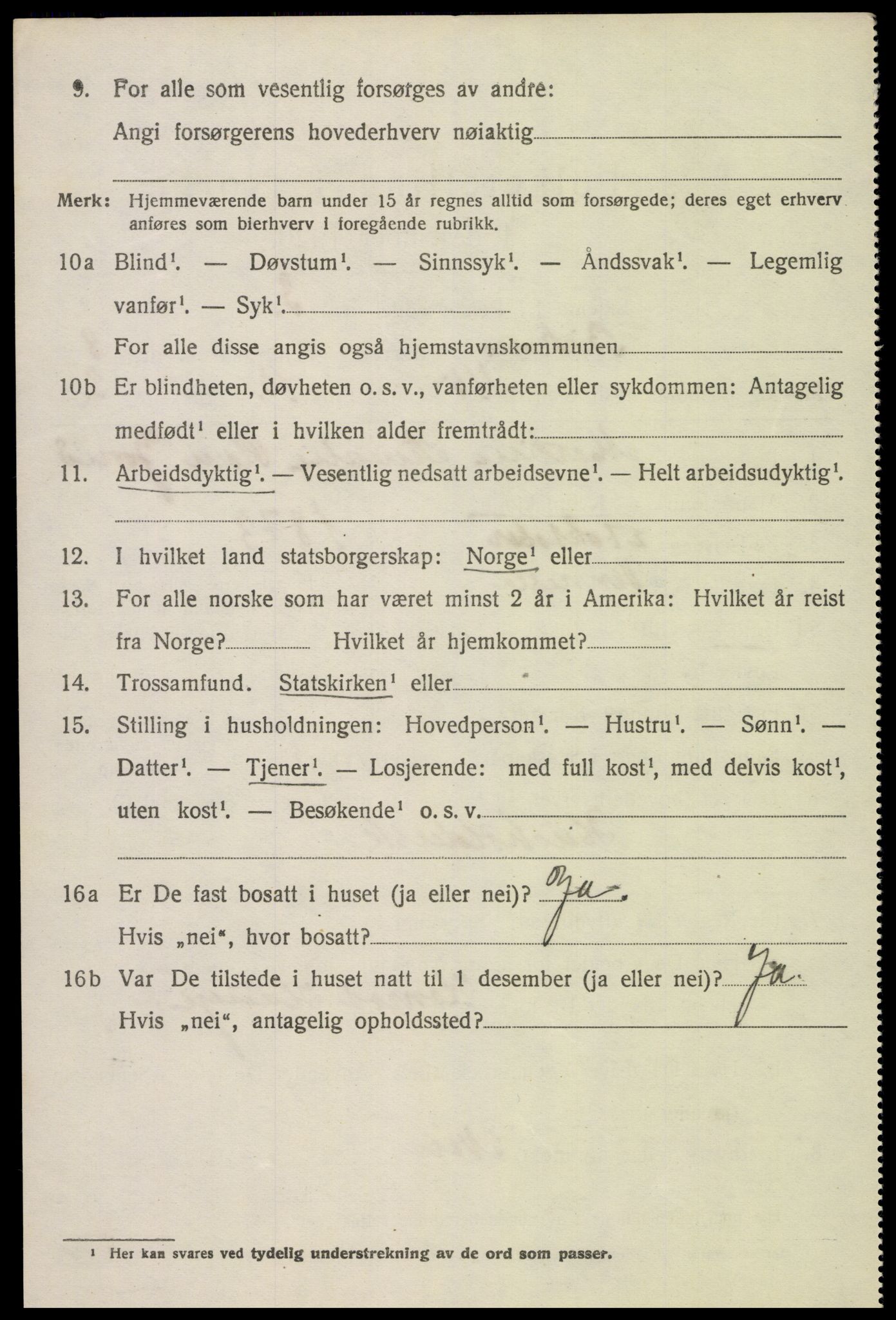 SAK, 1920 census for Birkenes, 1920, p. 4558