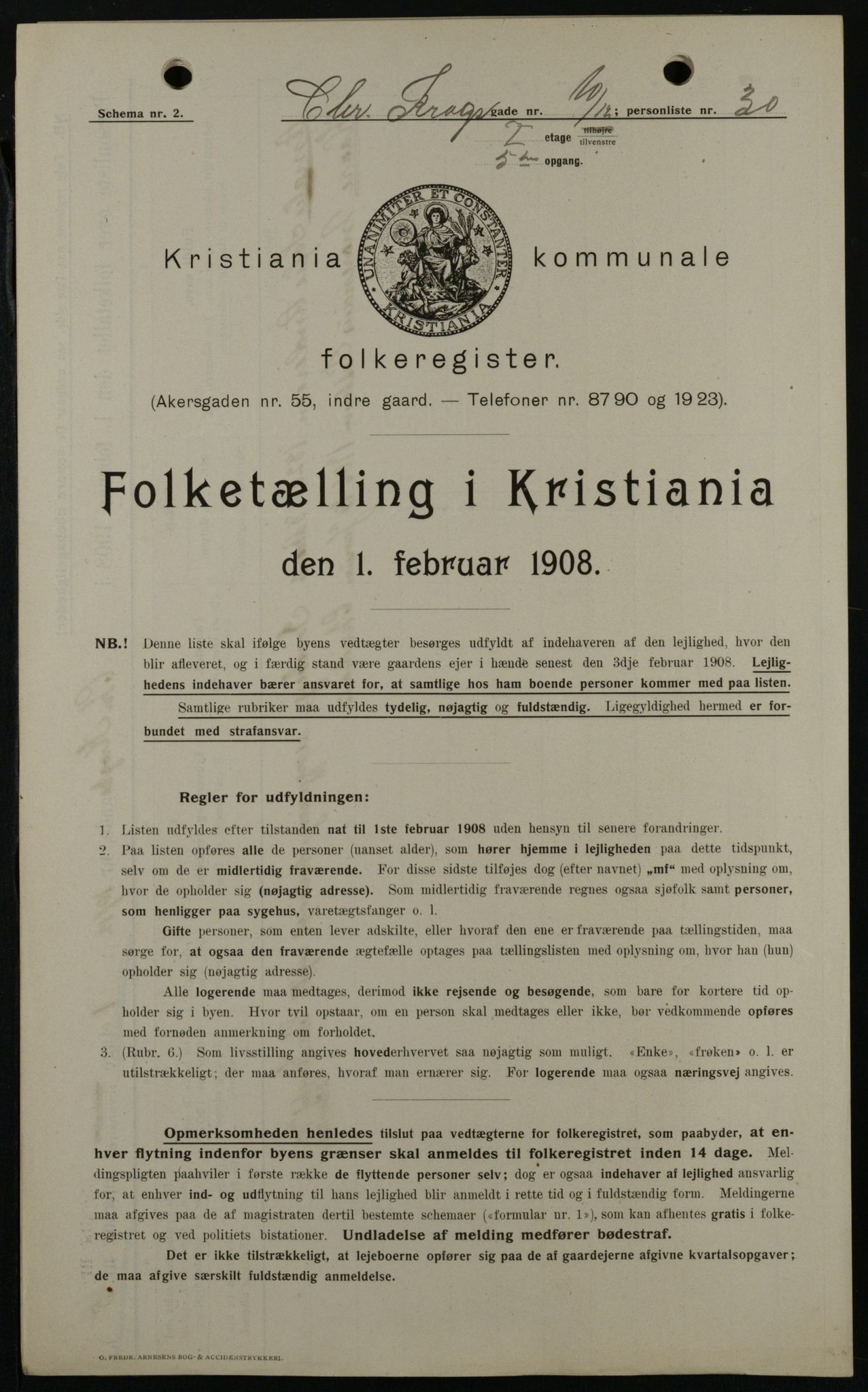 OBA, Municipal Census 1908 for Kristiania, 1908, p. 11069