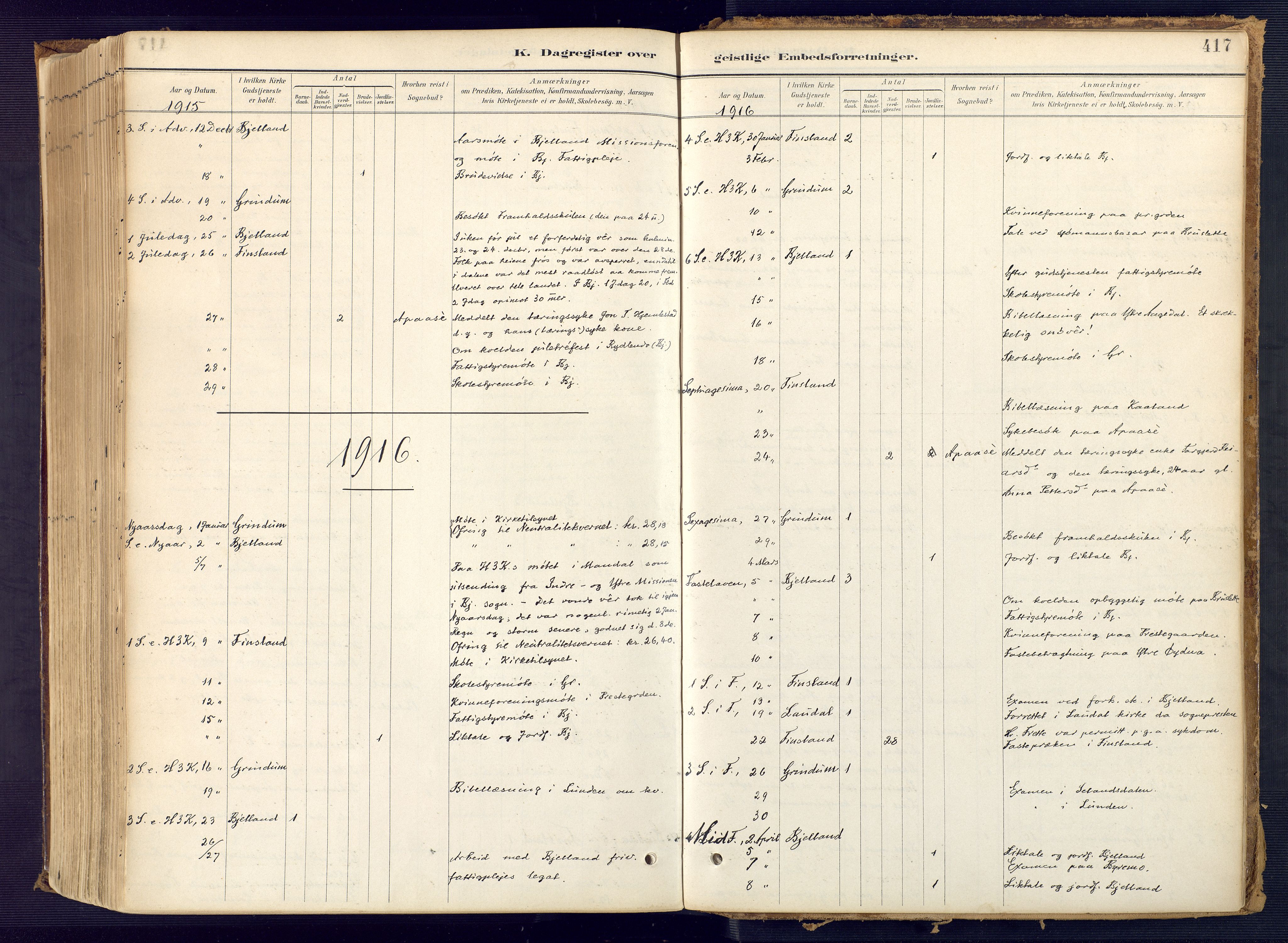 Bjelland sokneprestkontor, SAK/1111-0005/F/Fa/Faa/L0004: Parish register (official) no. A 4, 1887-1923, p. 417