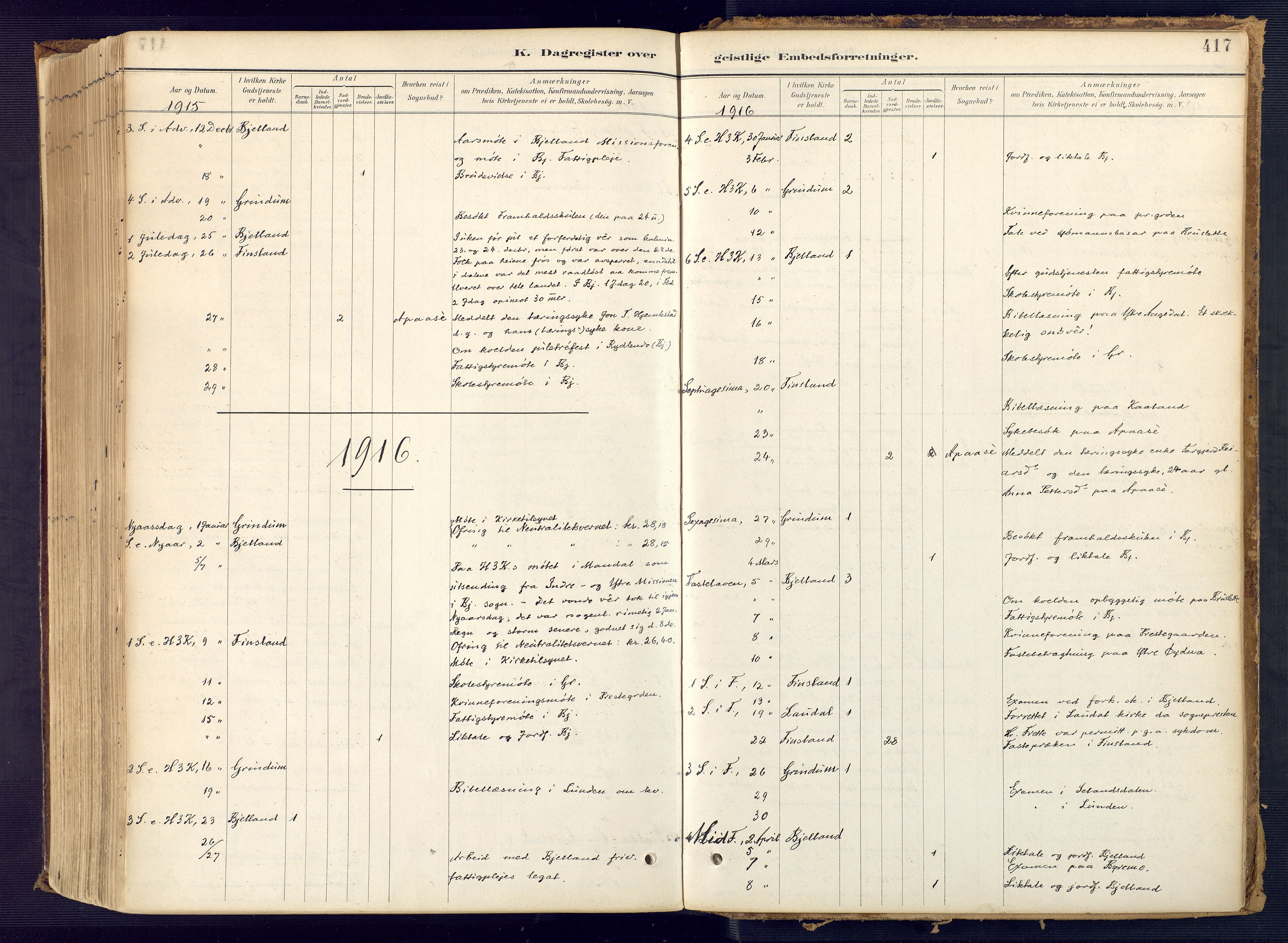 Bjelland sokneprestkontor, AV/SAK-1111-0005/F/Fa/Faa/L0004: Parish register (official) no. A 4, 1887-1923, p. 417