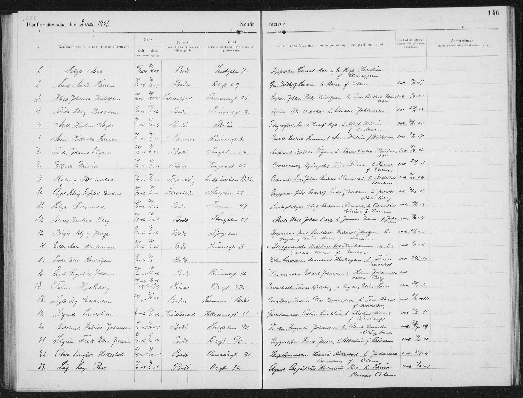 Ministerialprotokoller, klokkerbøker og fødselsregistre - Nordland, SAT/A-1459/801/L0037: Parish register (copy) no. 801C12, 1921-1937, p. 146