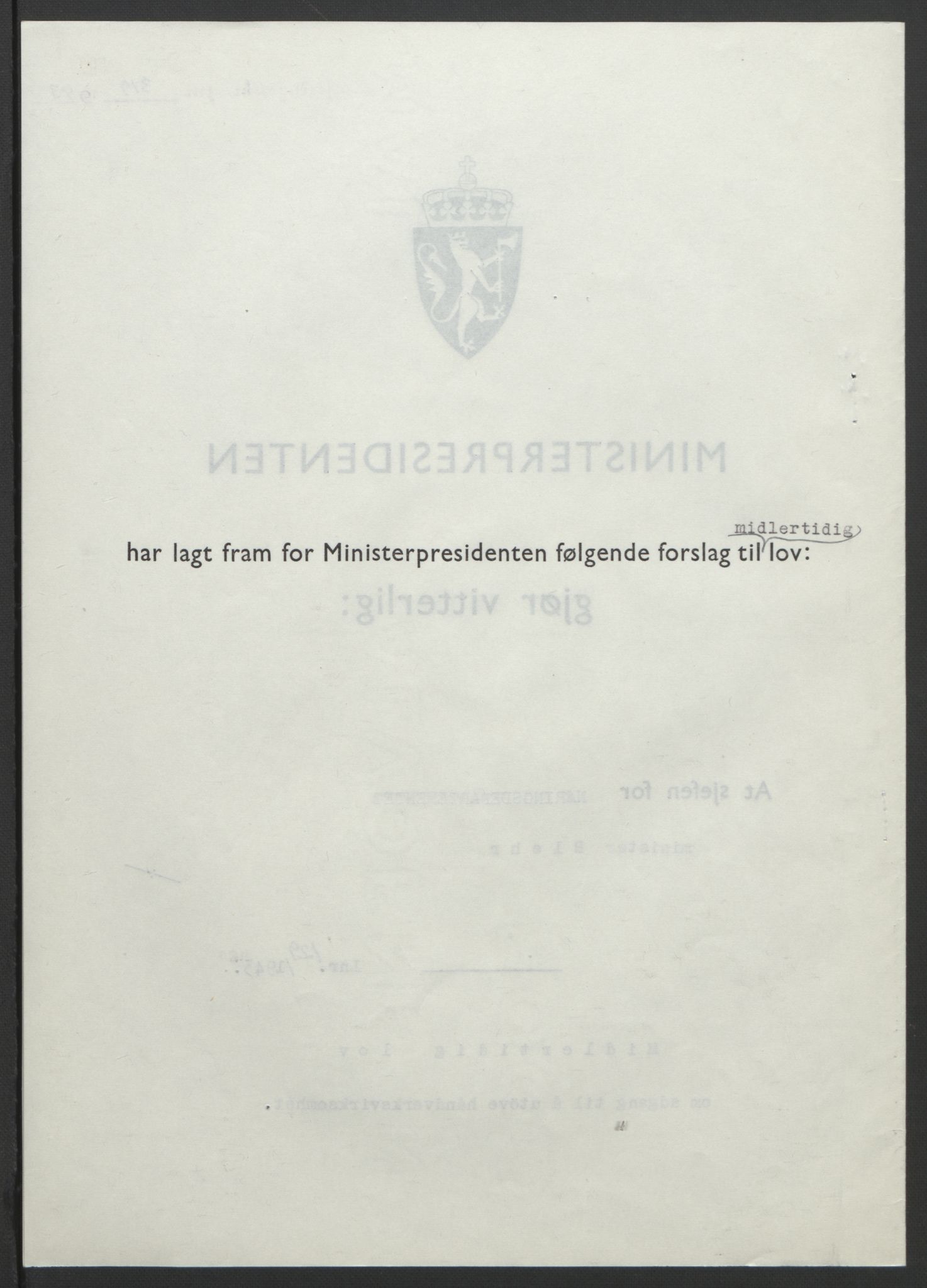 NS-administrasjonen 1940-1945 (Statsrådsekretariatet, de kommisariske statsråder mm), RA/S-4279/D/Db/L0099: Lover, 1943, p. 605