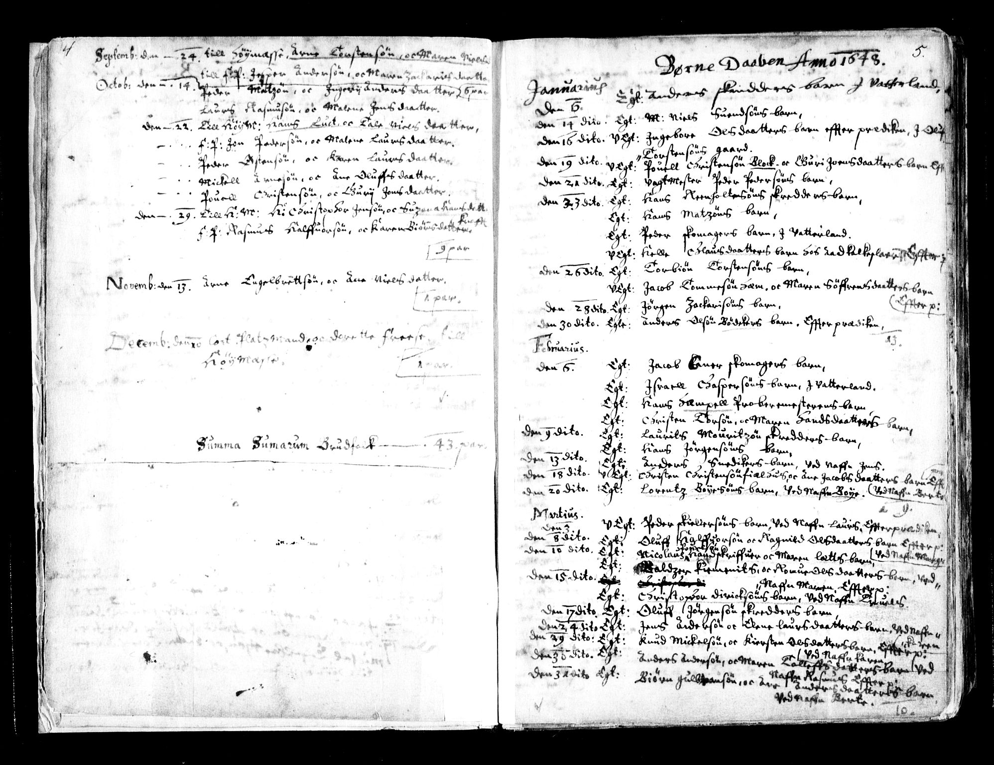 Oslo domkirke Kirkebøker, AV/SAO-A-10752/F/Fa/L0001: Parish register (official) no. 1, 1648-1704, p. 4-5