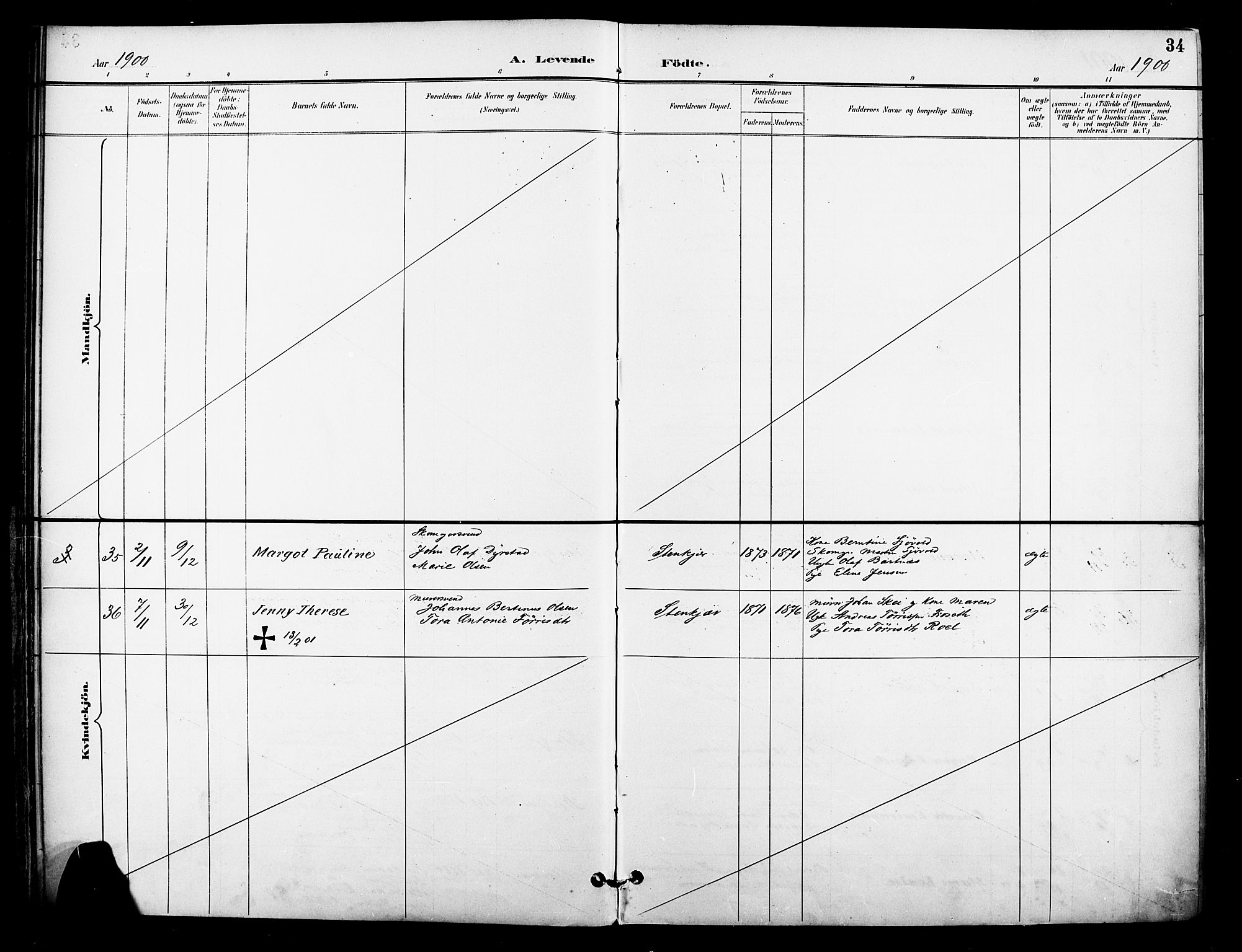 Ministerialprotokoller, klokkerbøker og fødselsregistre - Nord-Trøndelag, SAT/A-1458/739/L0372: Parish register (official) no. 739A04, 1895-1903, p. 34