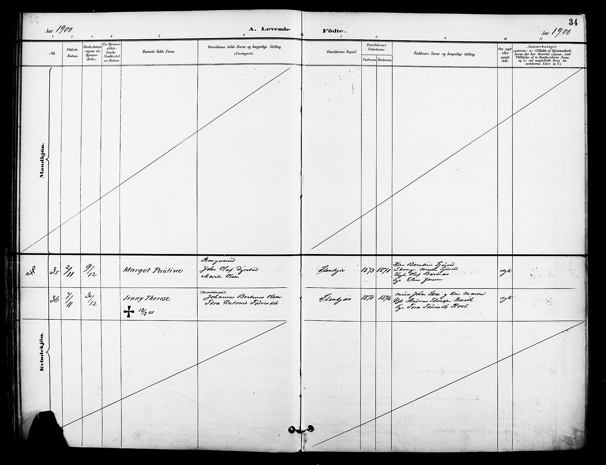 Ministerialprotokoller, klokkerbøker og fødselsregistre - Nord-Trøndelag, AV/SAT-A-1458/739/L0372: Parish register (official) no. 739A04, 1895-1903, p. 34