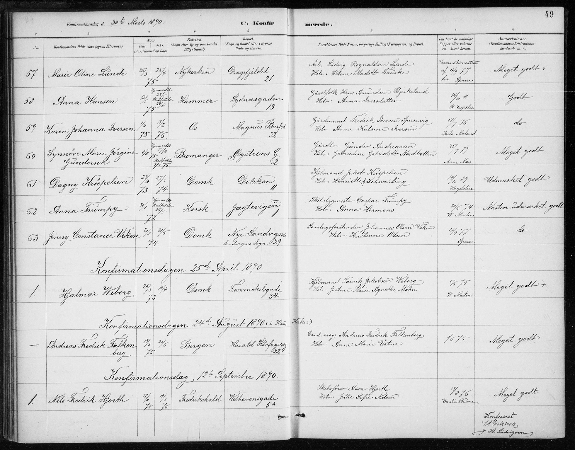 Johanneskirken sokneprestembete, AV/SAB-A-76001/H/Haa/L0008: Parish register (official) no. C 1, 1885-1907, p. 49