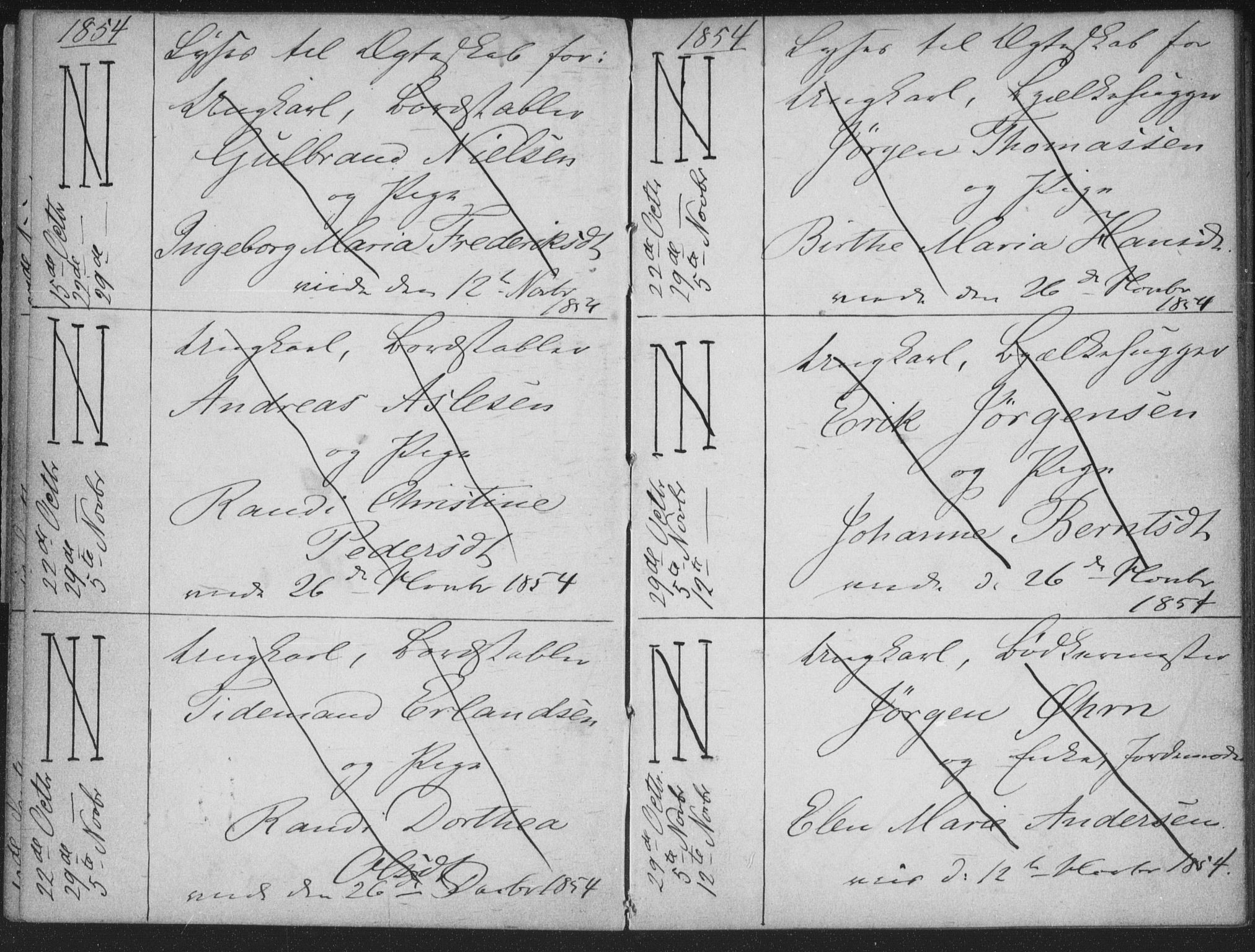 Bragernes kirkebøker, AV/SAKO-A-6/H/Ha/L0003: Banns register no. 3, 1854-1859